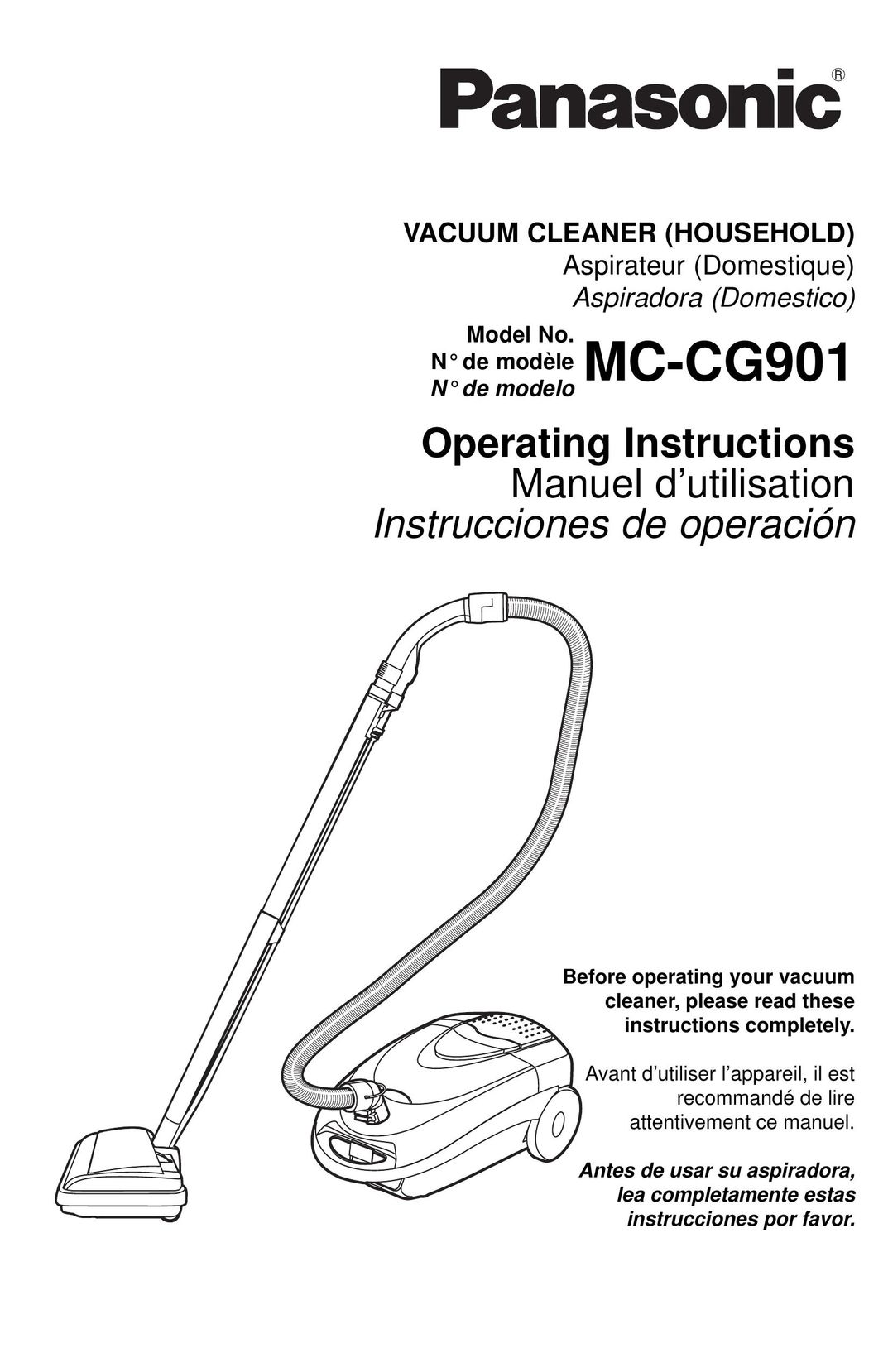 Panasonic MC-CG901 Vacuum Cleaner User Manual
