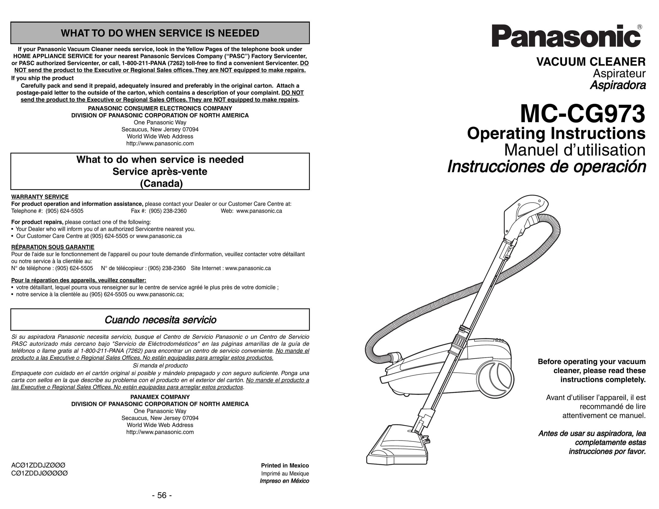 Panasonic MC-CG973 Vacuum Cleaner User Manual