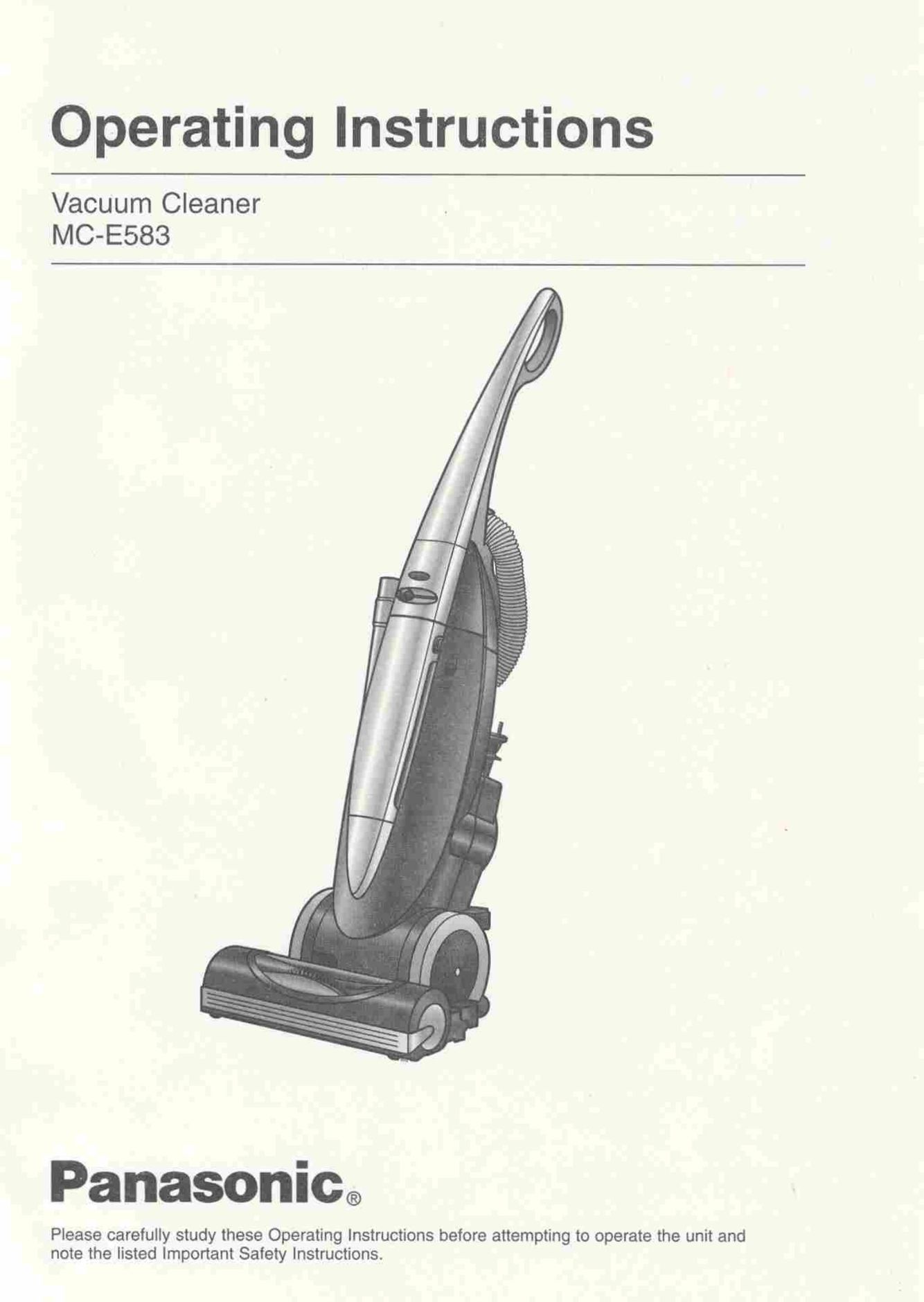 Panasonic MC-E583 Vacuum Cleaner User Manual