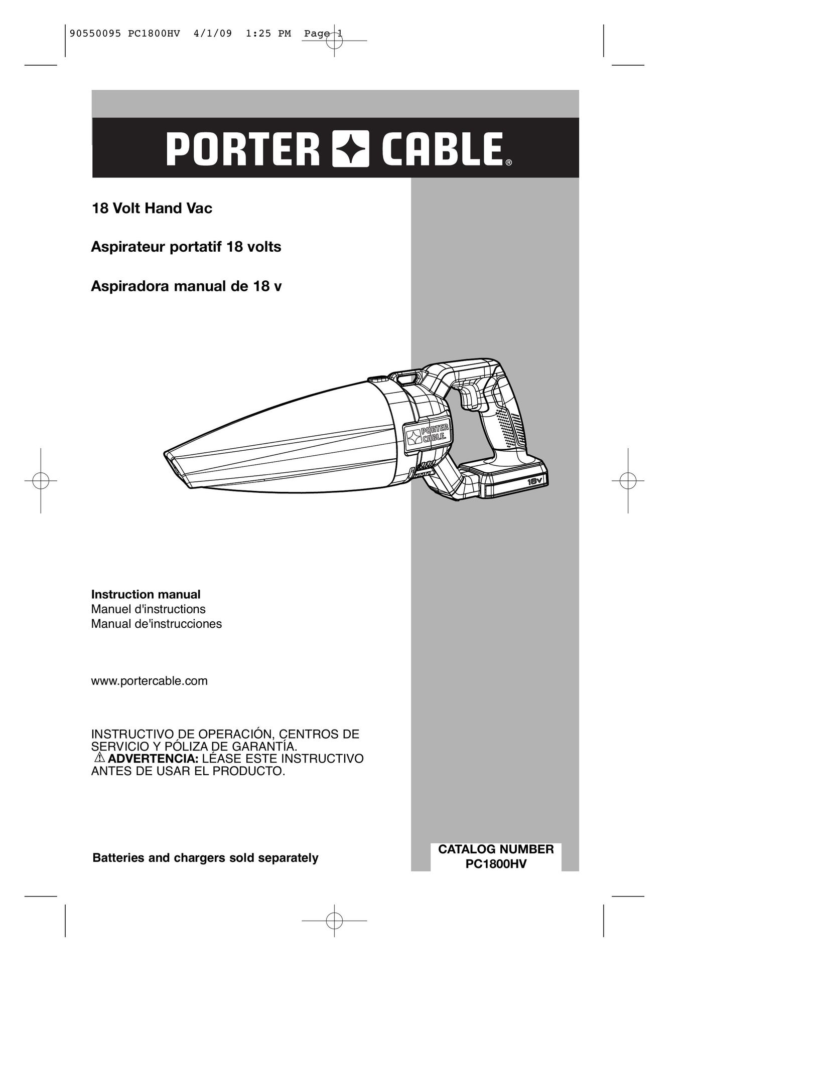 Porter-Cable 90550095 Vacuum Cleaner User Manual
