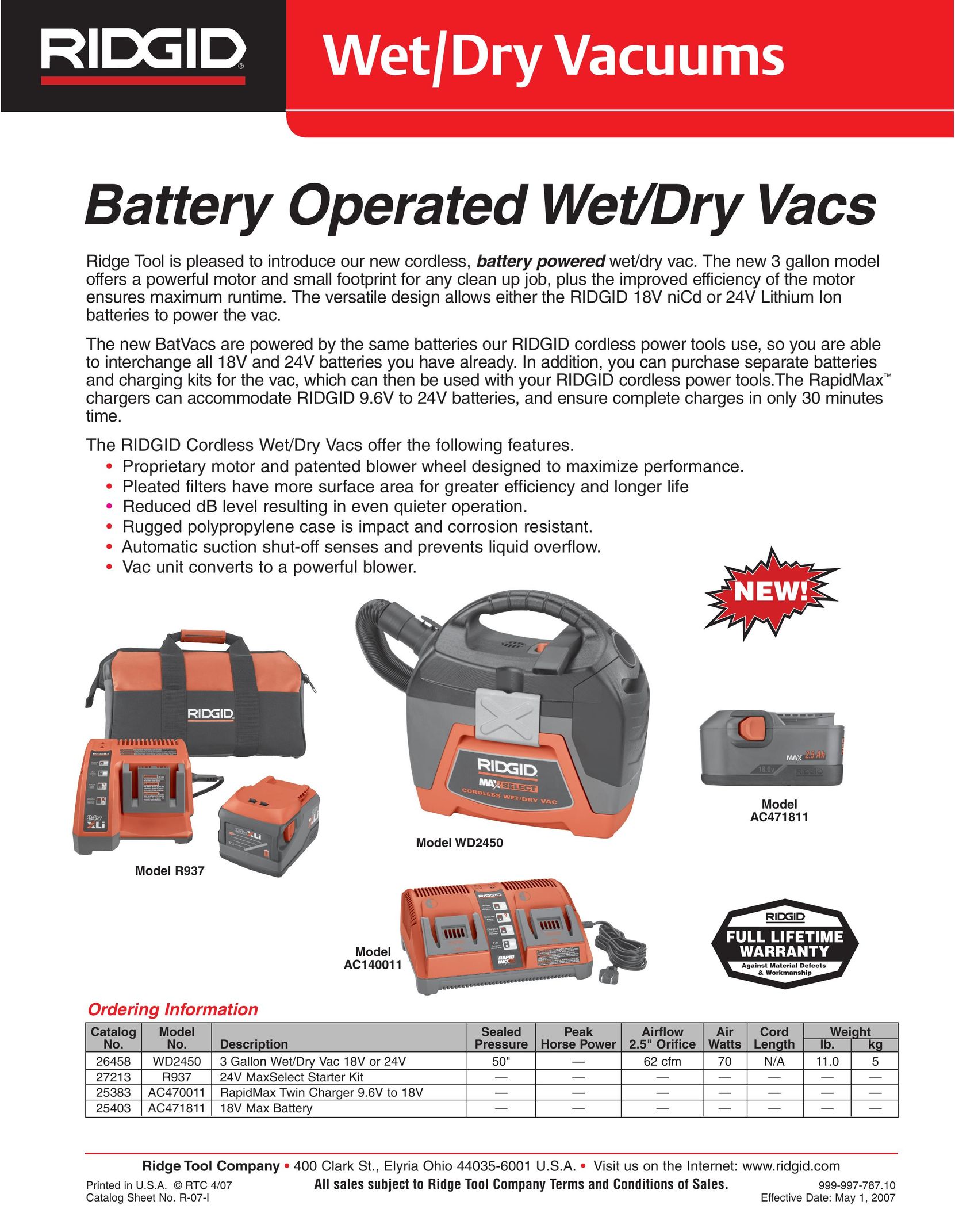 RIDGID AC140011 Vacuum Cleaner User Manual