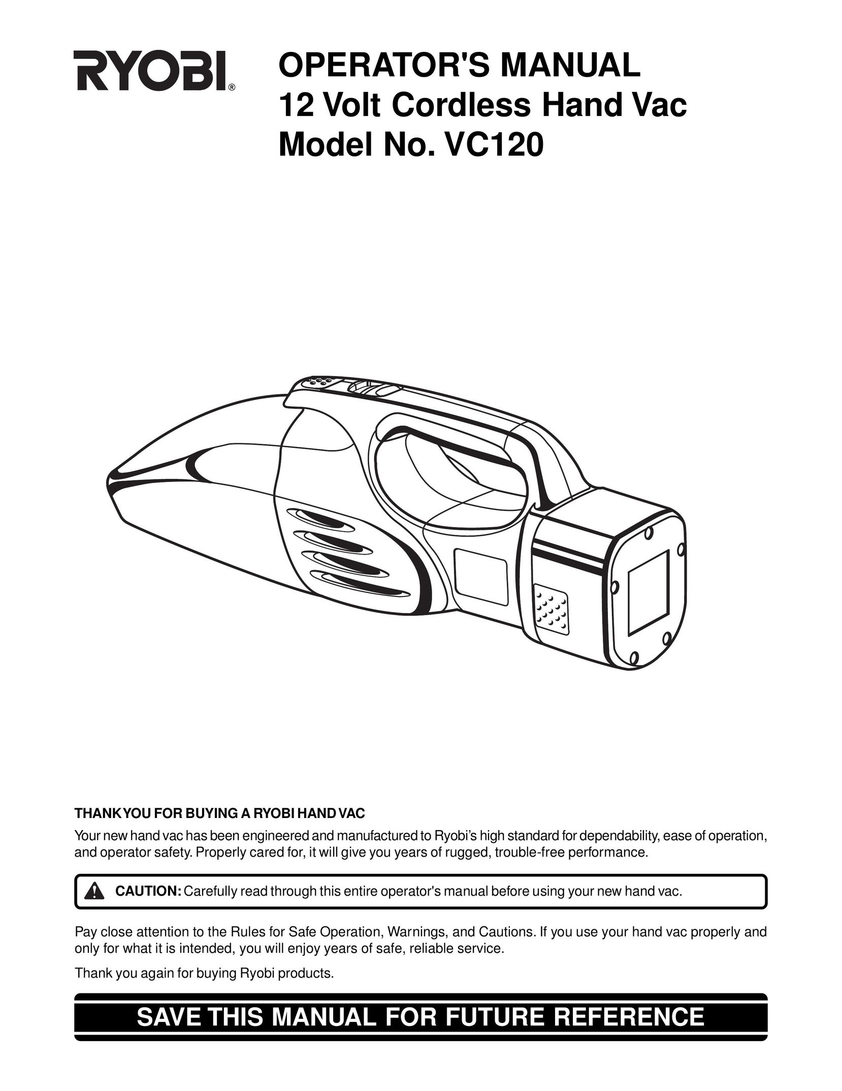 Ryobi VC120 Vacuum Cleaner User Manual