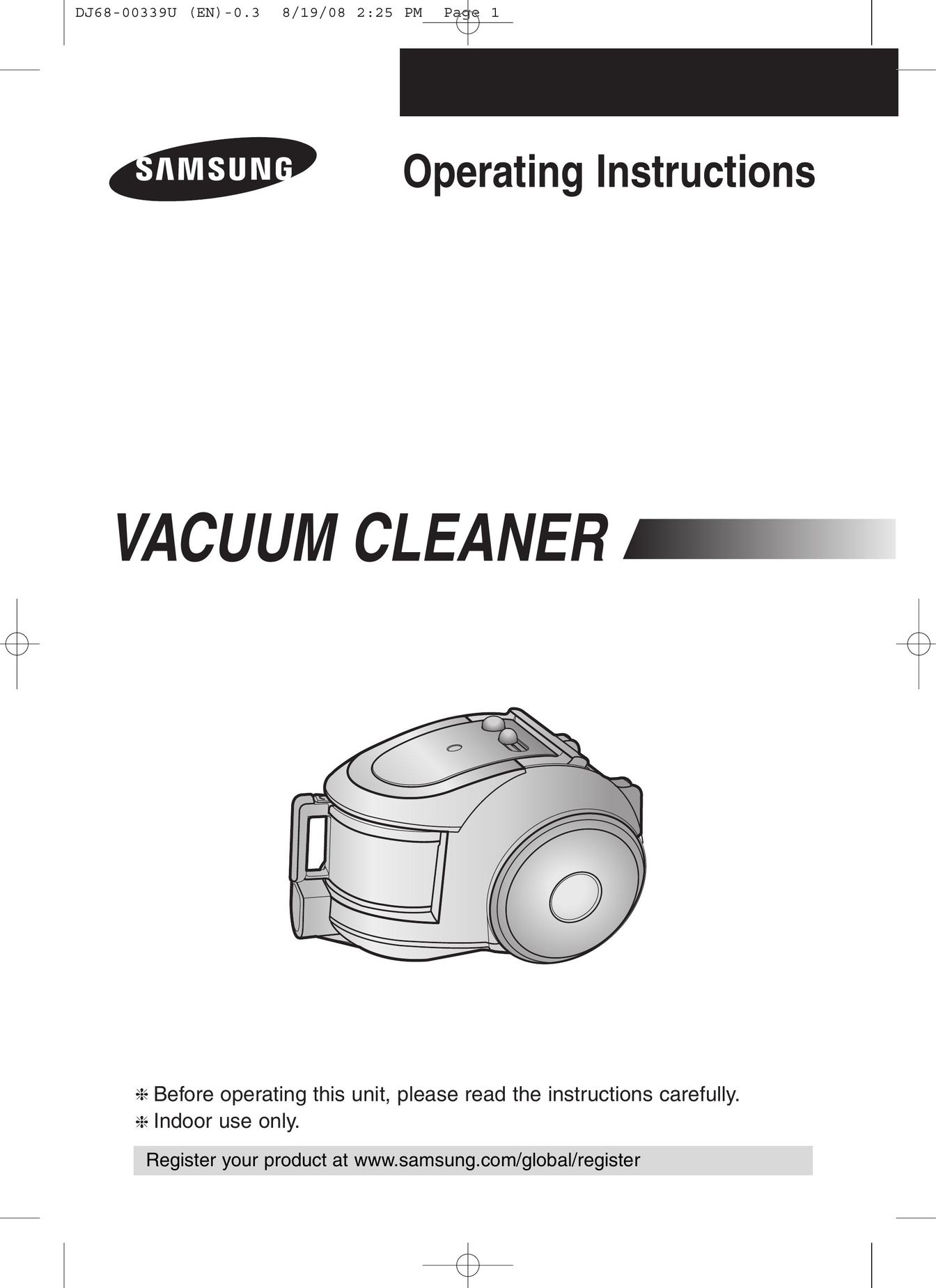 Samsung DJ68-00339U Vacuum Cleaner User Manual