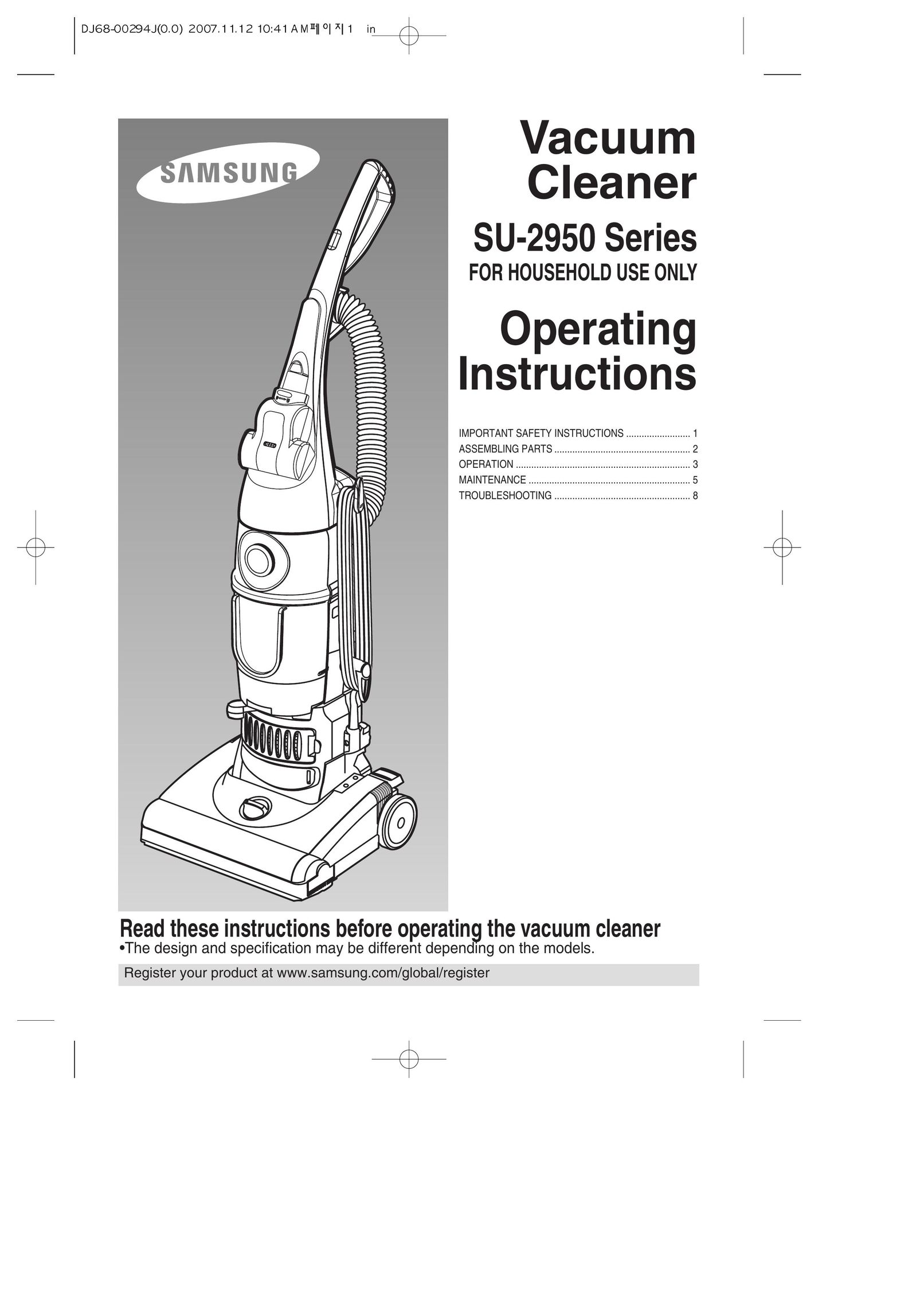 Samsung SU-2950 Series Vacuum Cleaner User Manual