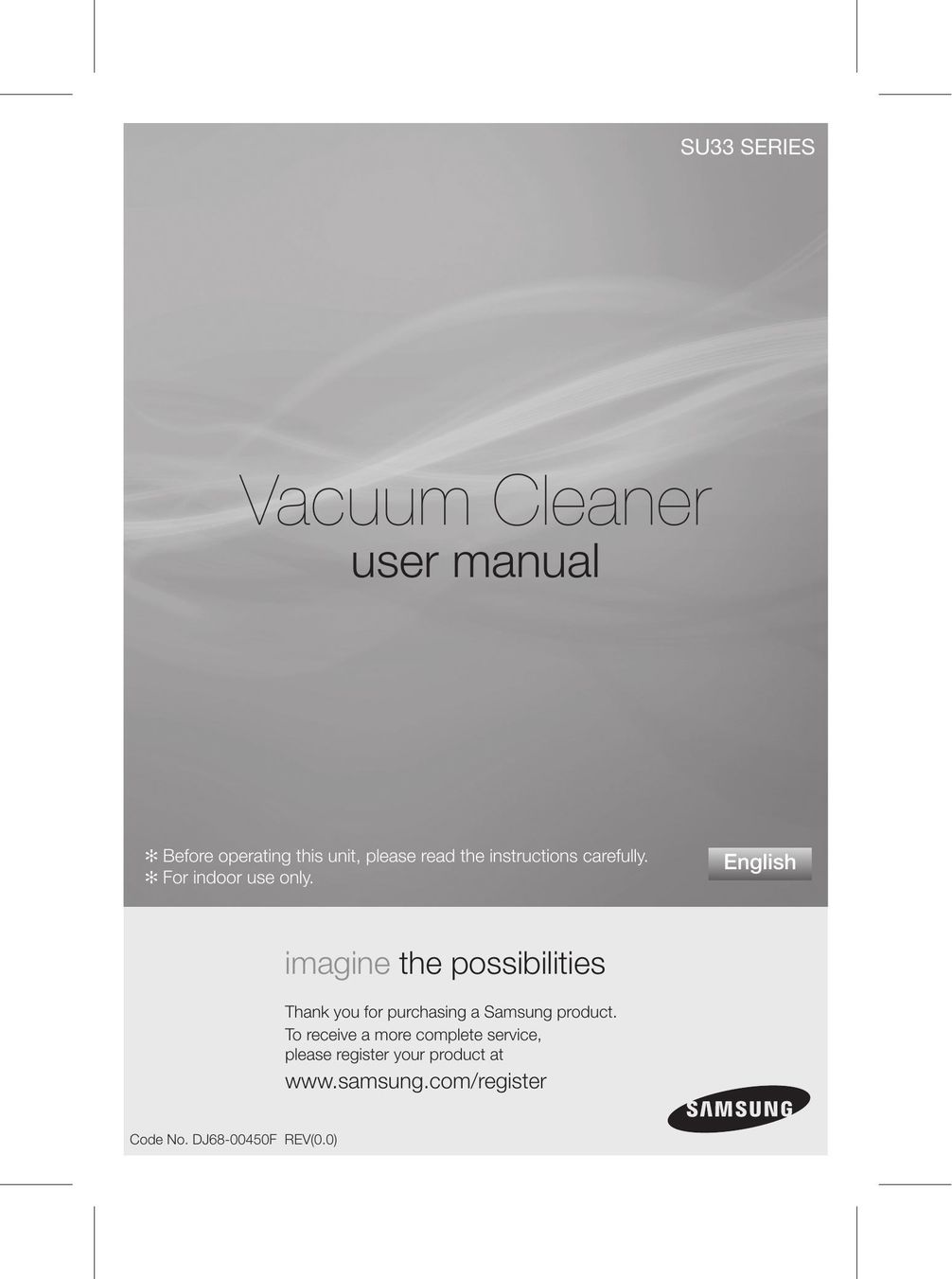 Samsung SU33 Series Vacuum Cleaner User Manual