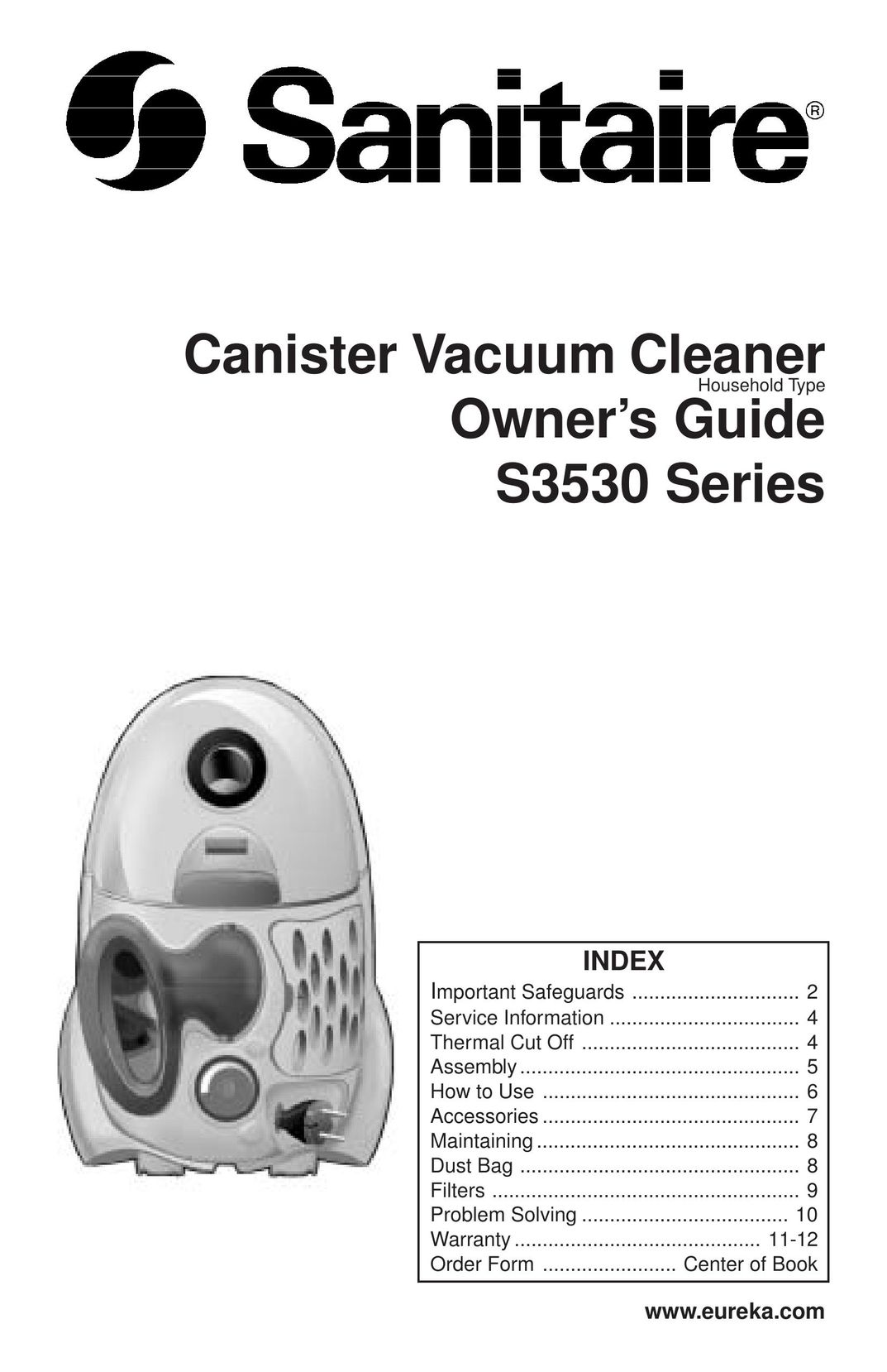 Sanitaire S3530 SERIES Vacuum Cleaner User Manual