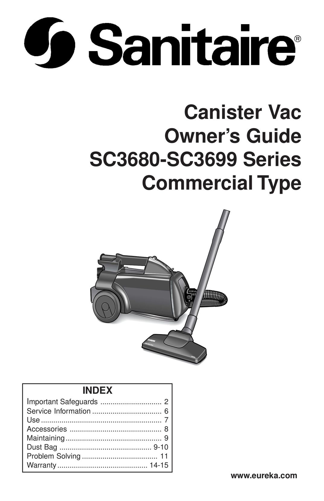 Sanitaire SC3680 Series Vacuum Cleaner User Manual