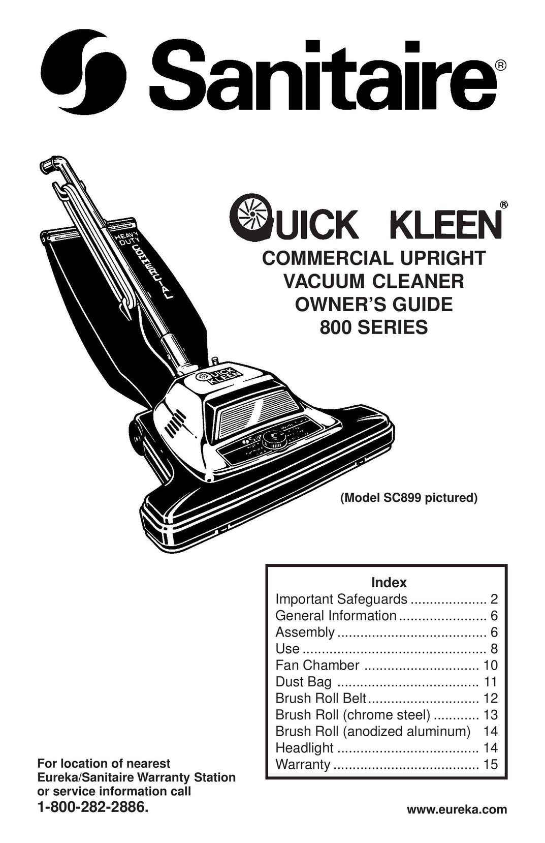 Sanitaire SC899 Vacuum Cleaner User Manual