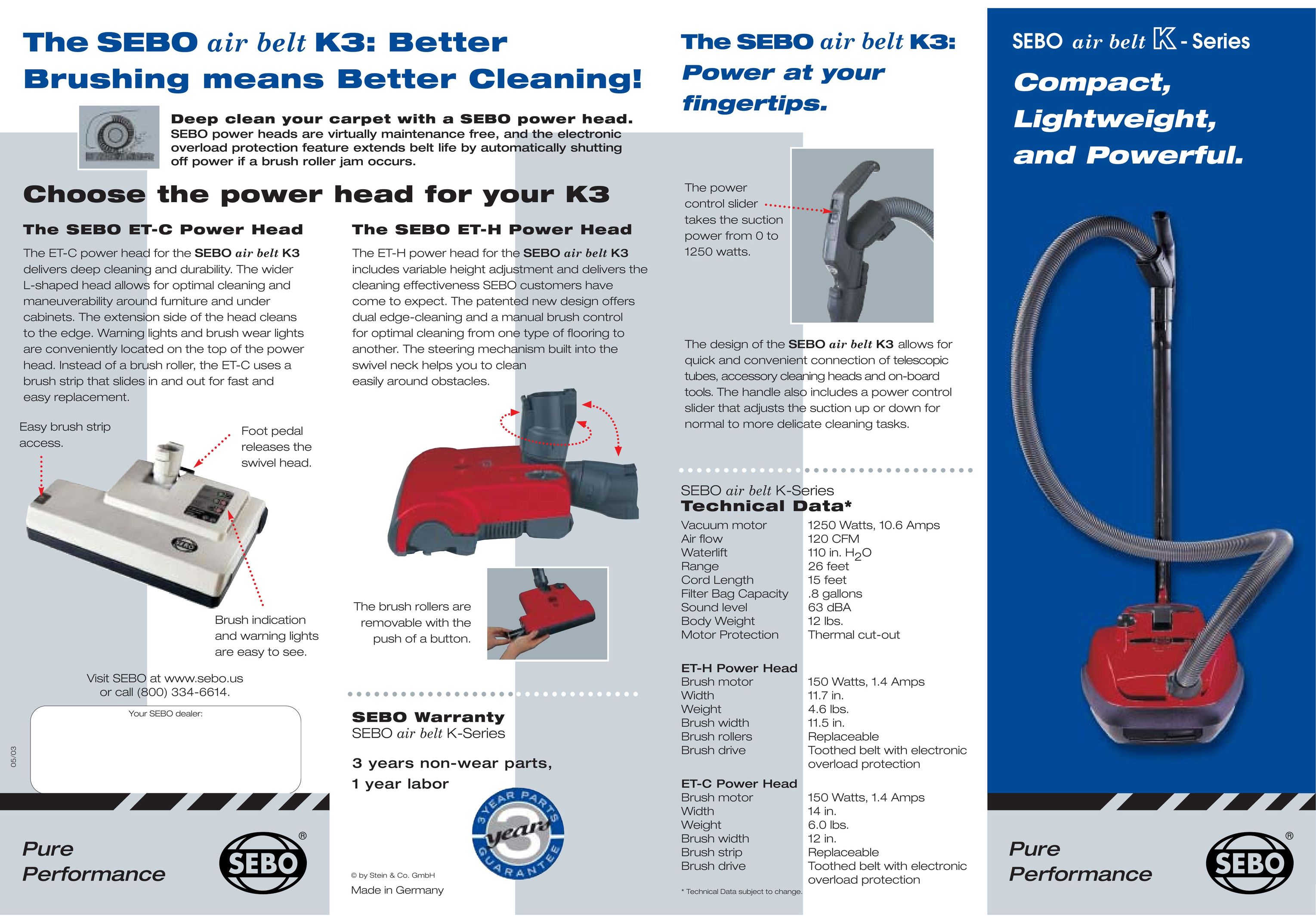 Sebo K Series Vacuum Cleaner User Manual