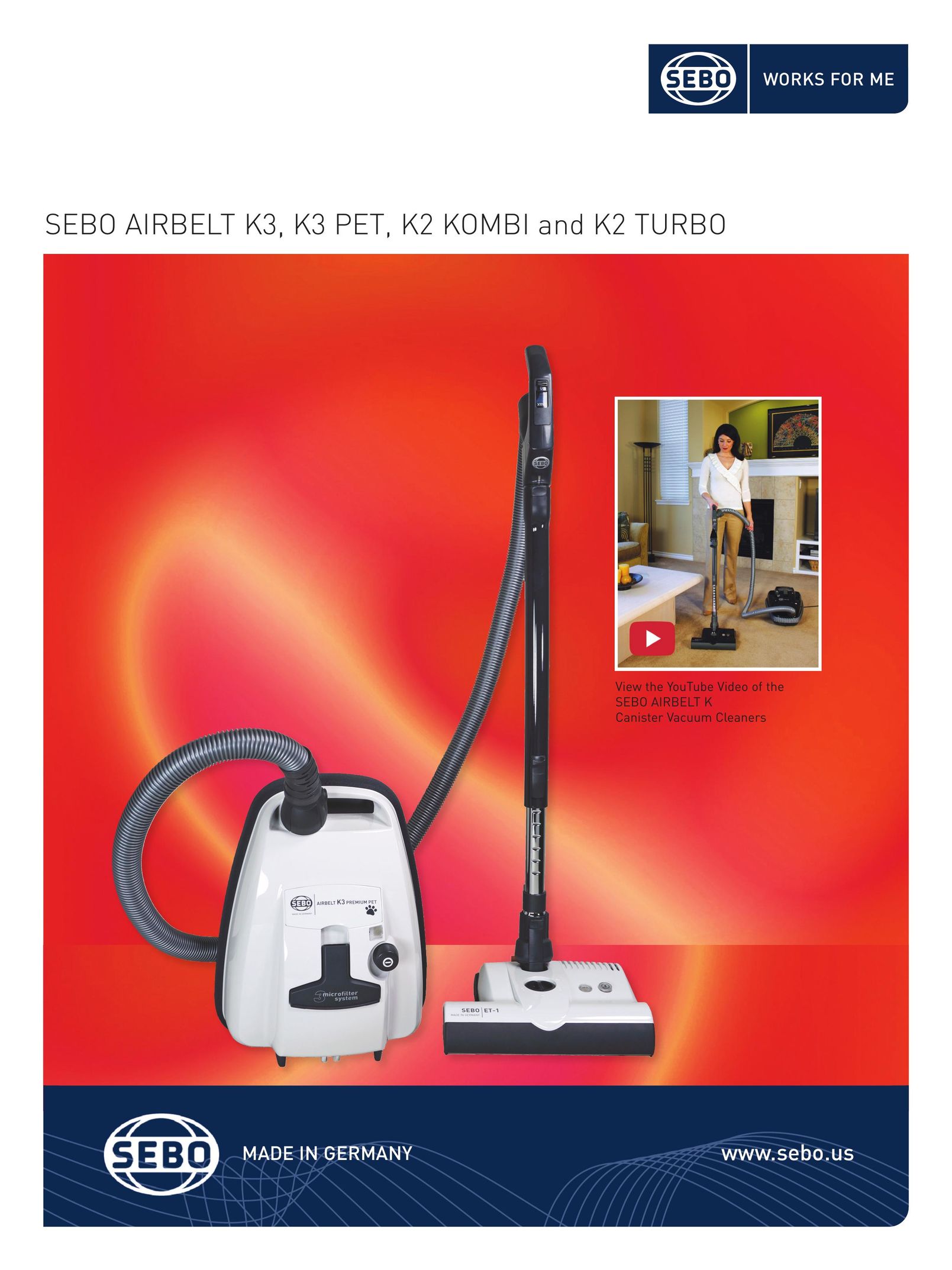 Sebo K2 KOMBI and K2 TURBO Vacuum Cleaner User Manual