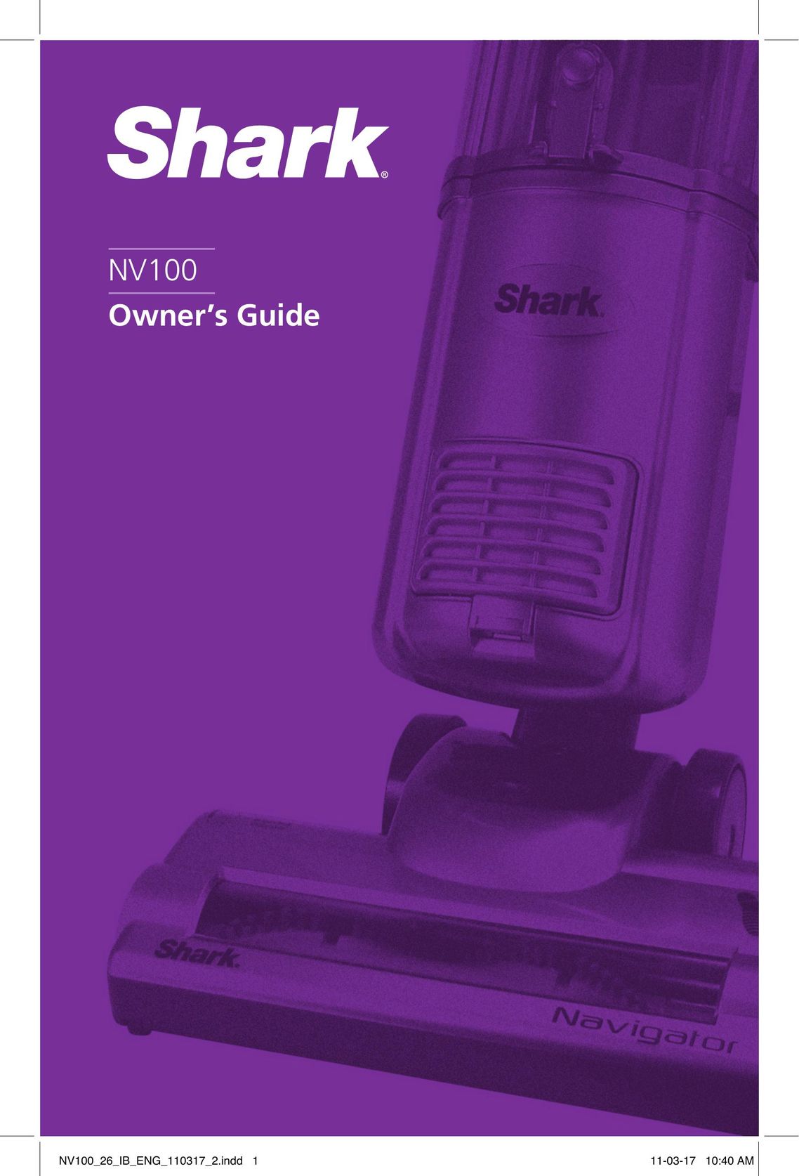 Shark NV100 Vacuum Cleaner User Manual