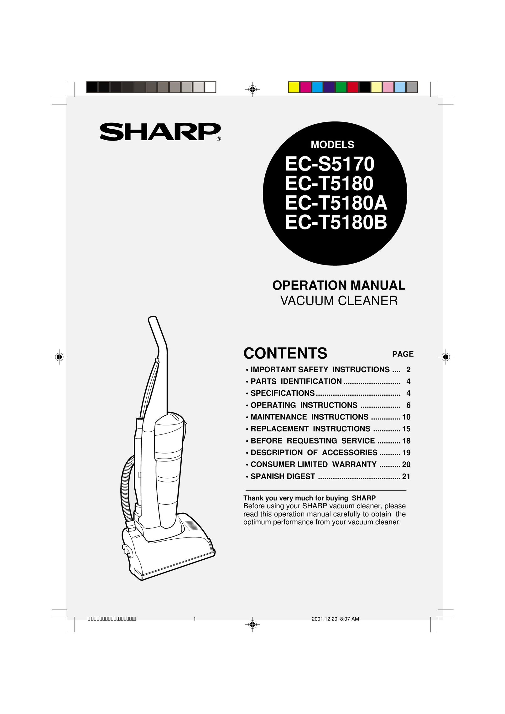 Sharp EC-T5180B Vacuum Cleaner User Manual