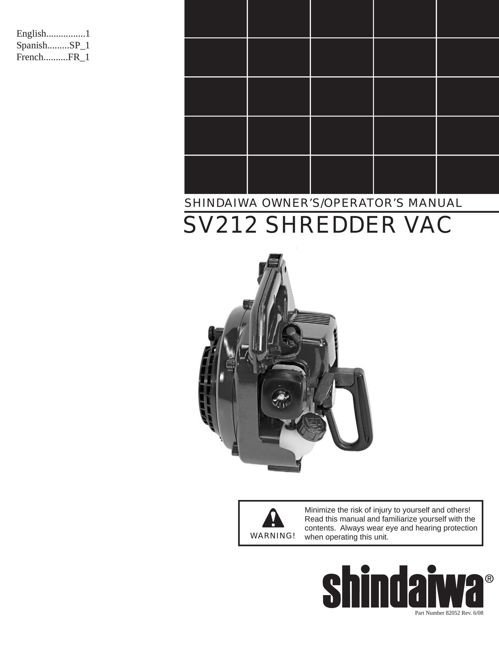 Shindaiwa 82052 Vacuum Cleaner User Manual