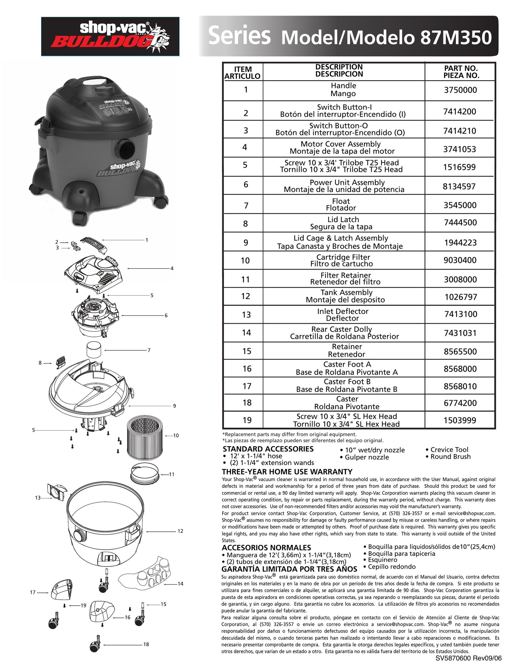 Shop-Vac 87m350 Vacuum Cleaner User Manual