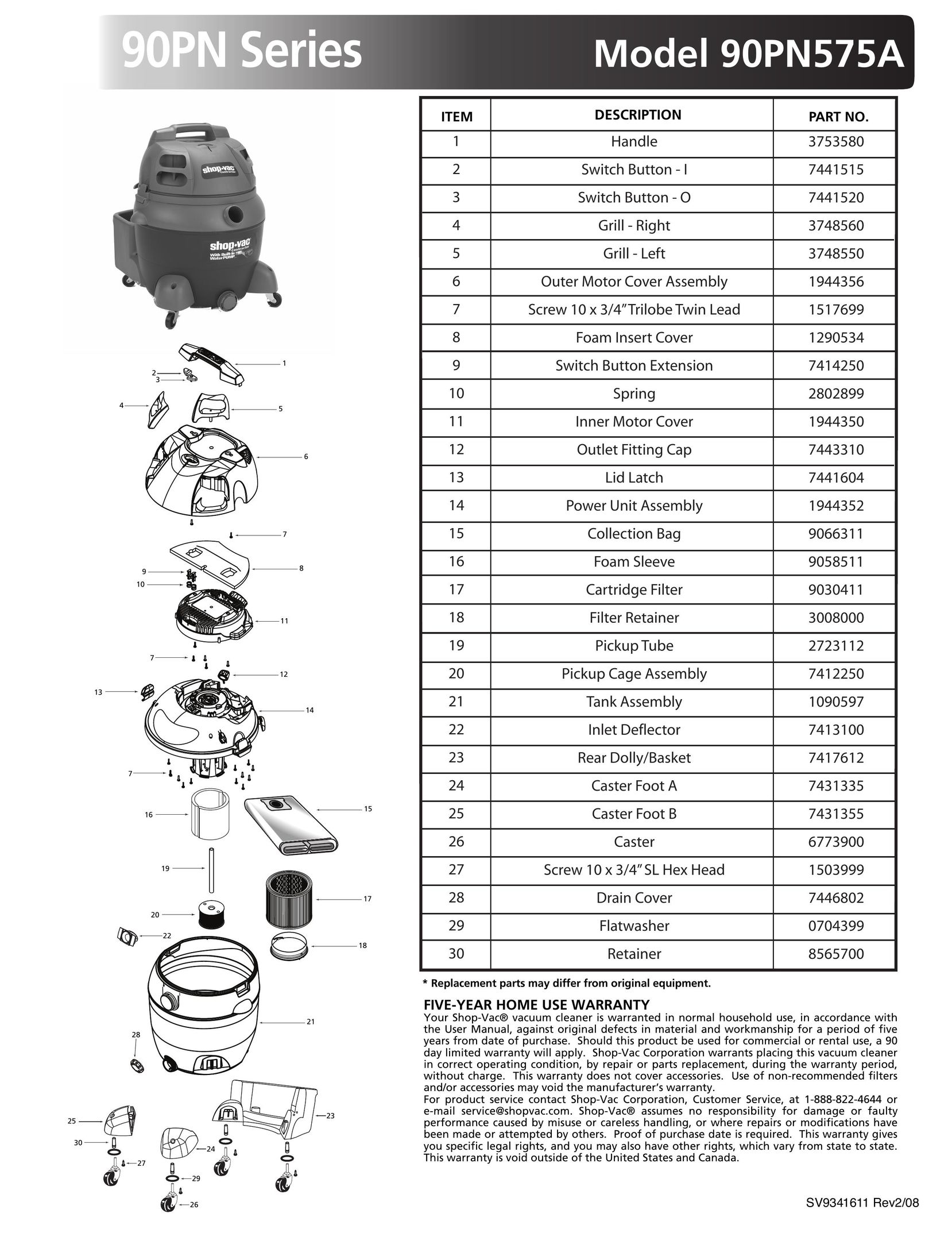 Shop-Vac 90PN575A Vacuum Cleaner User Manual