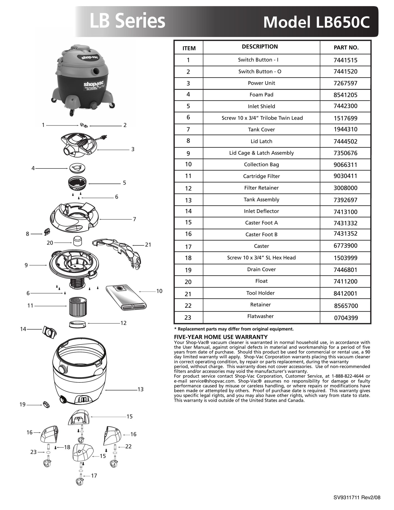 Shop-Vac LB650C Vacuum Cleaner User Manual