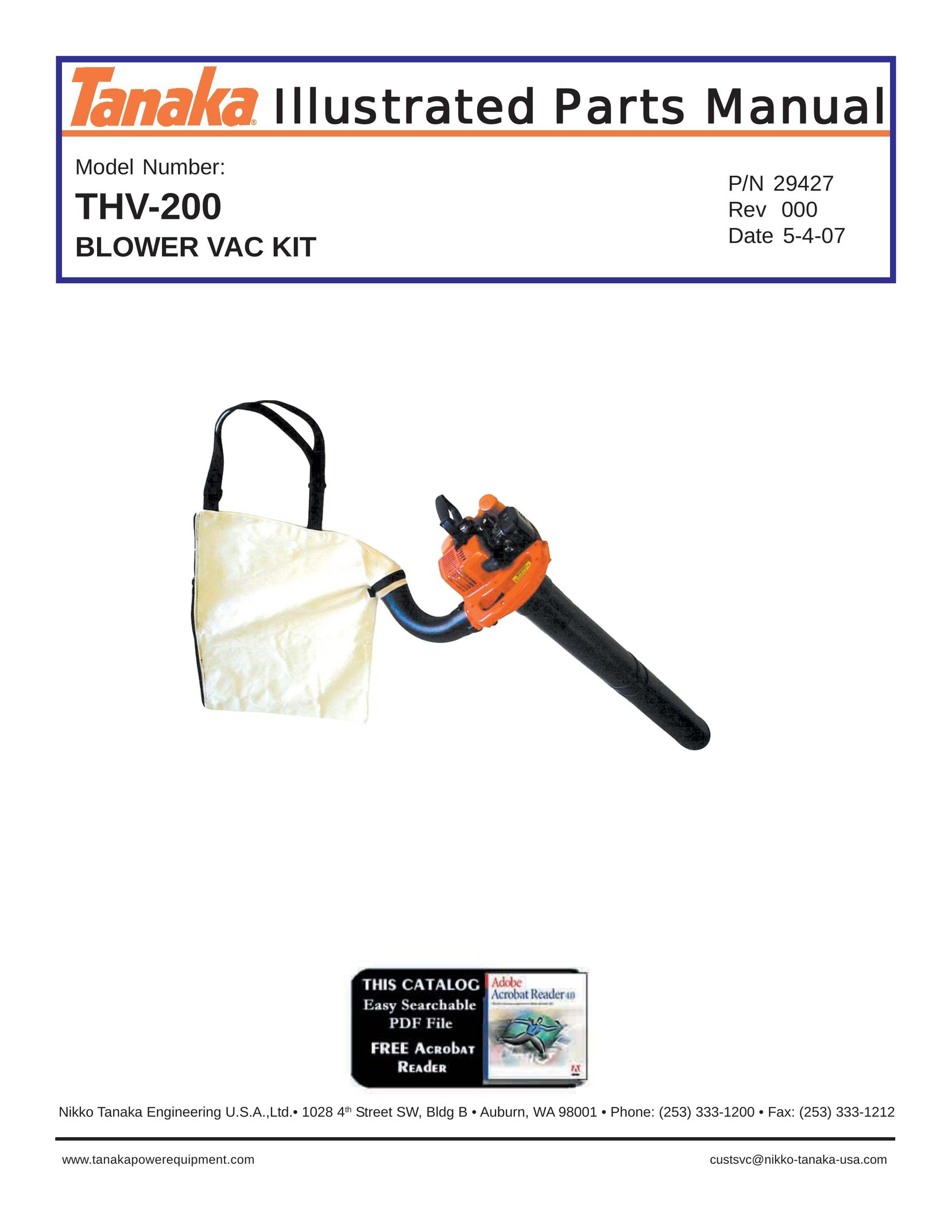 Tanaka THV-200 Vacuum Cleaner User Manual