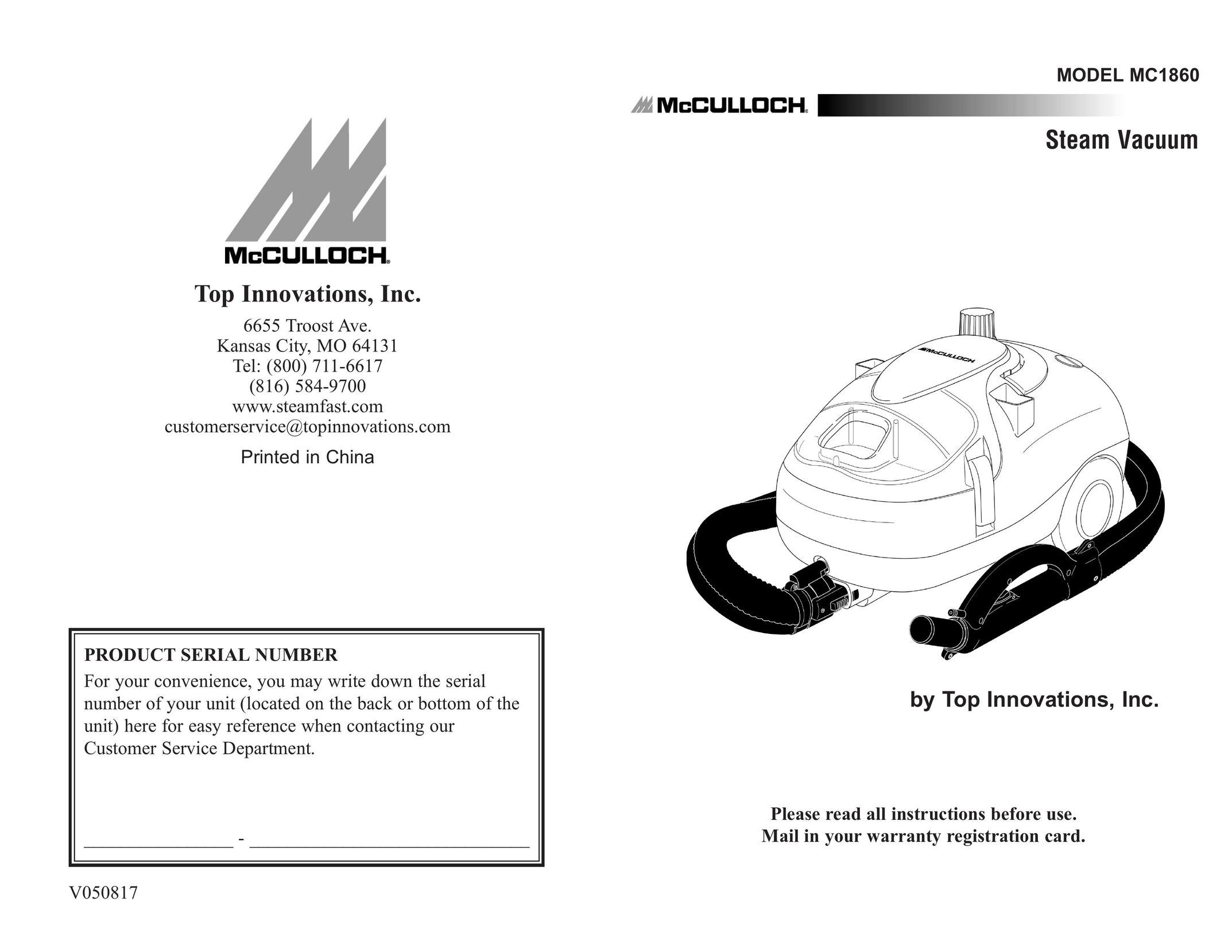 Top Innovations MODEL MC1860 Vacuum Cleaner User Manual