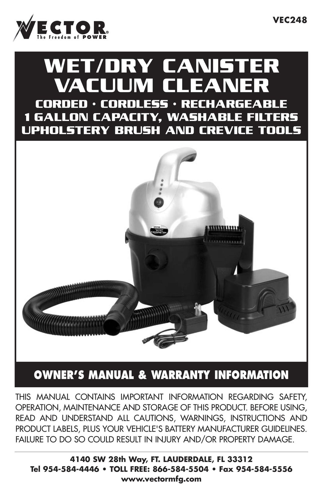 Vector VEC248 Vacuum Cleaner User Manual