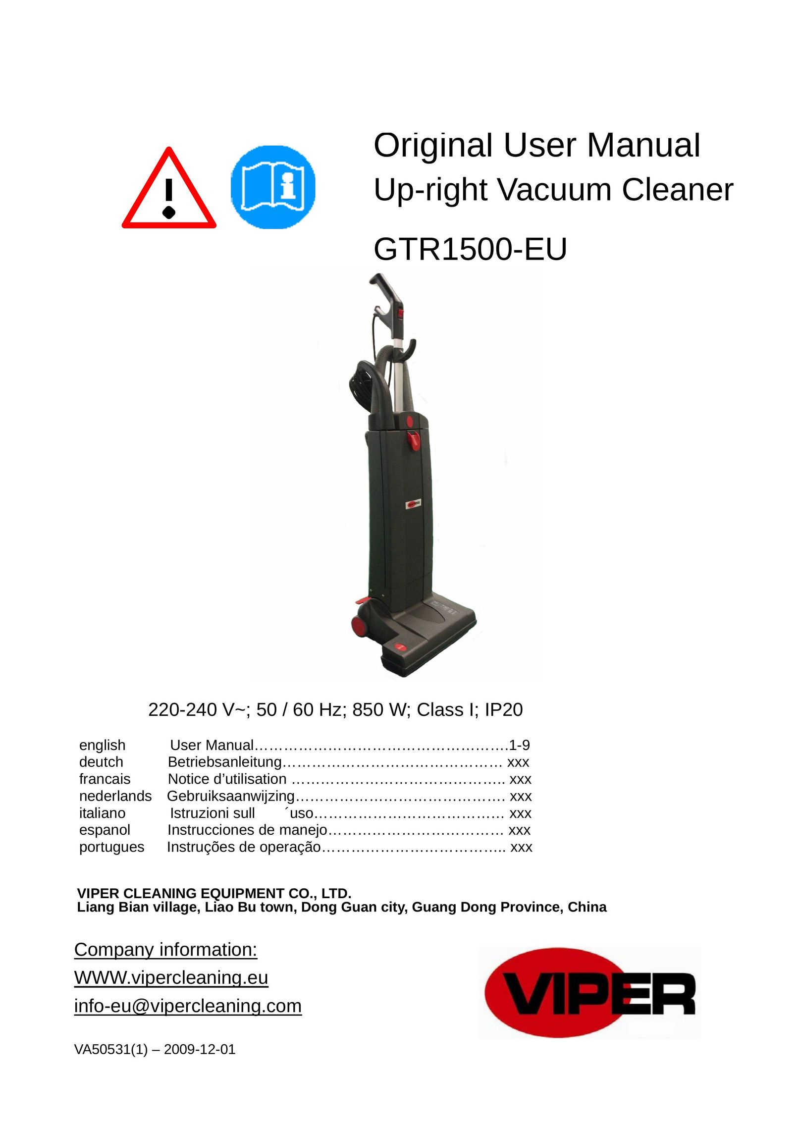 Viper GTR1500-EU Vacuum Cleaner User Manual