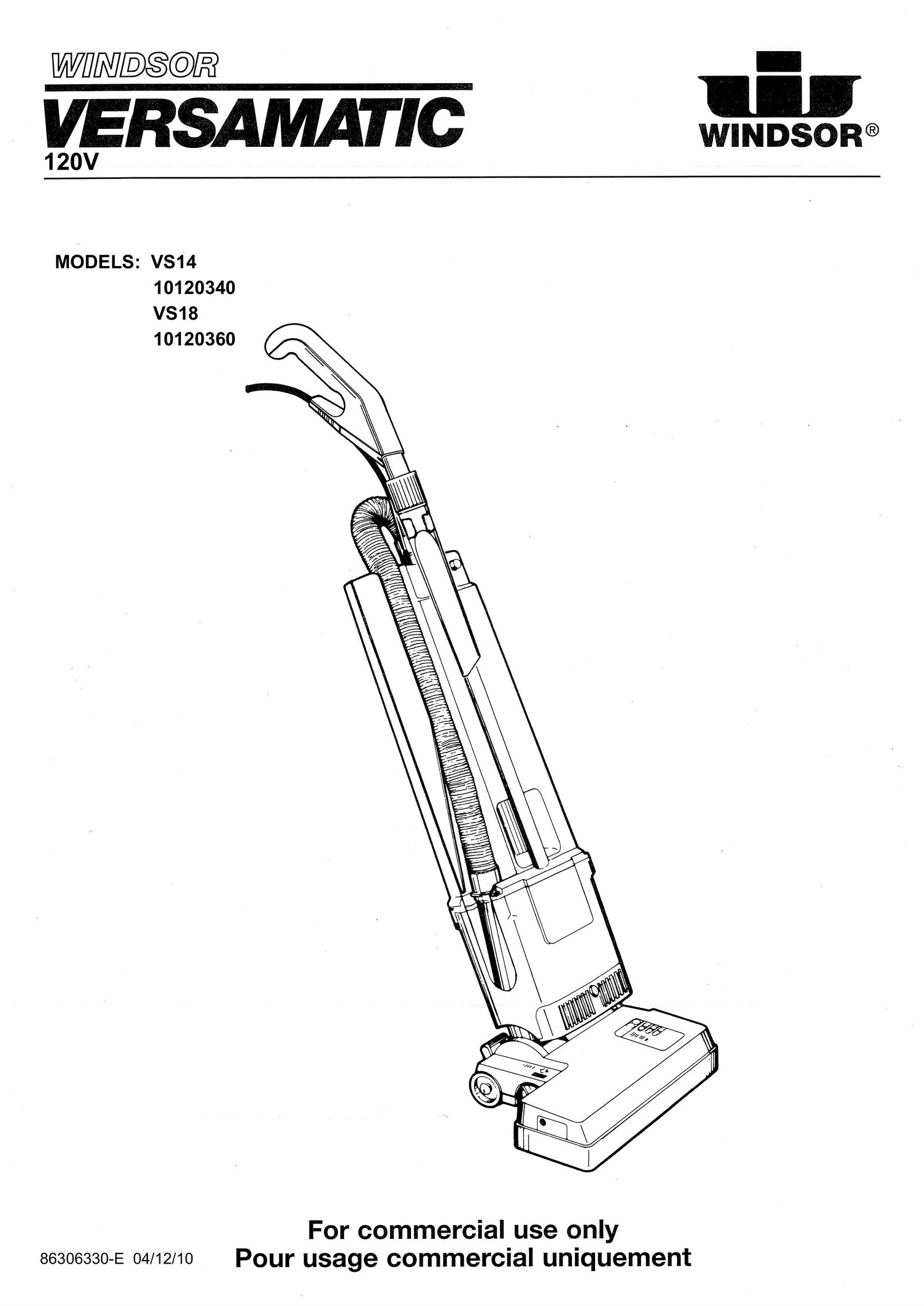 Windsor 10120340 Vacuum Cleaner User Manual