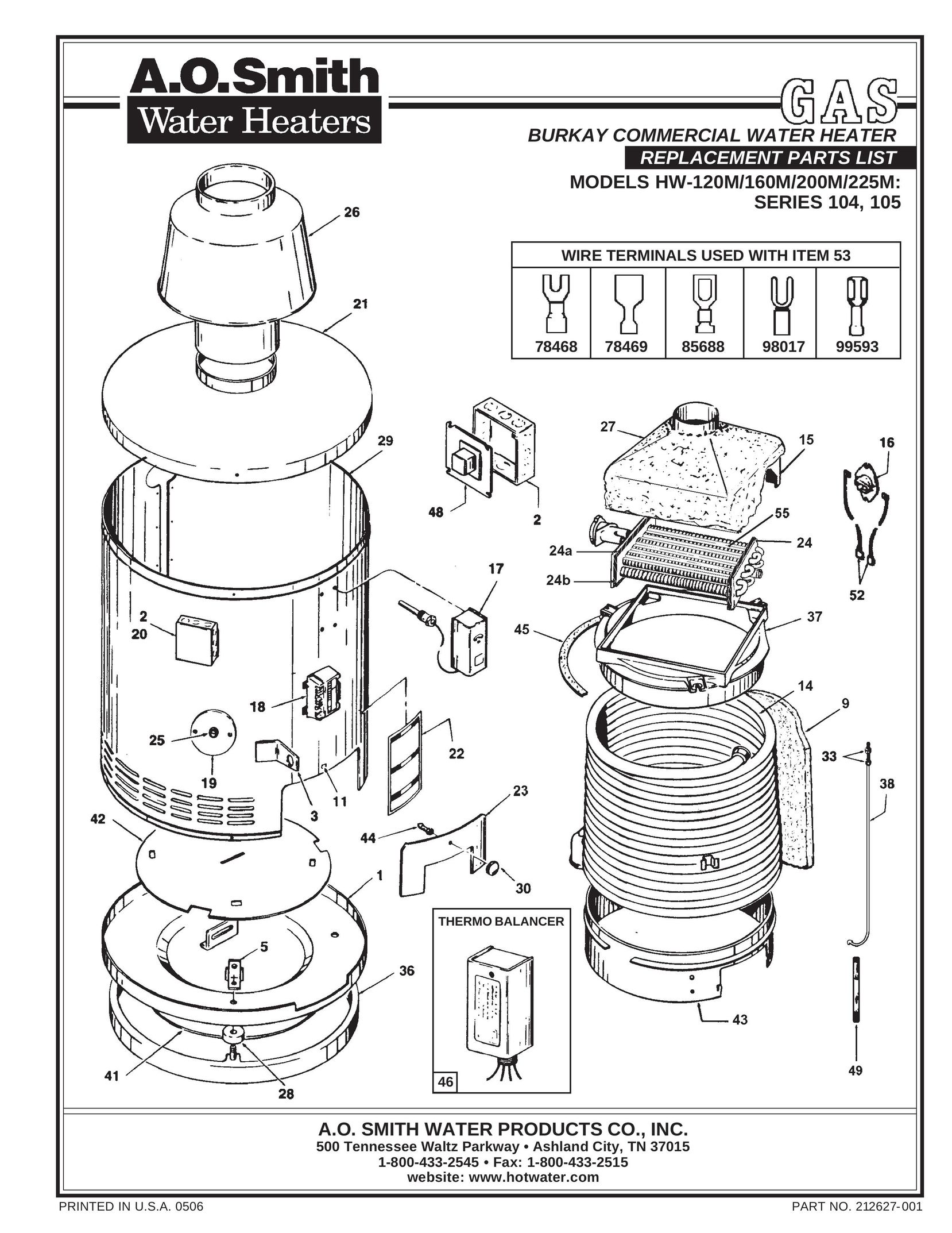 A.O. Smith 105 Series Water Heater User Manual