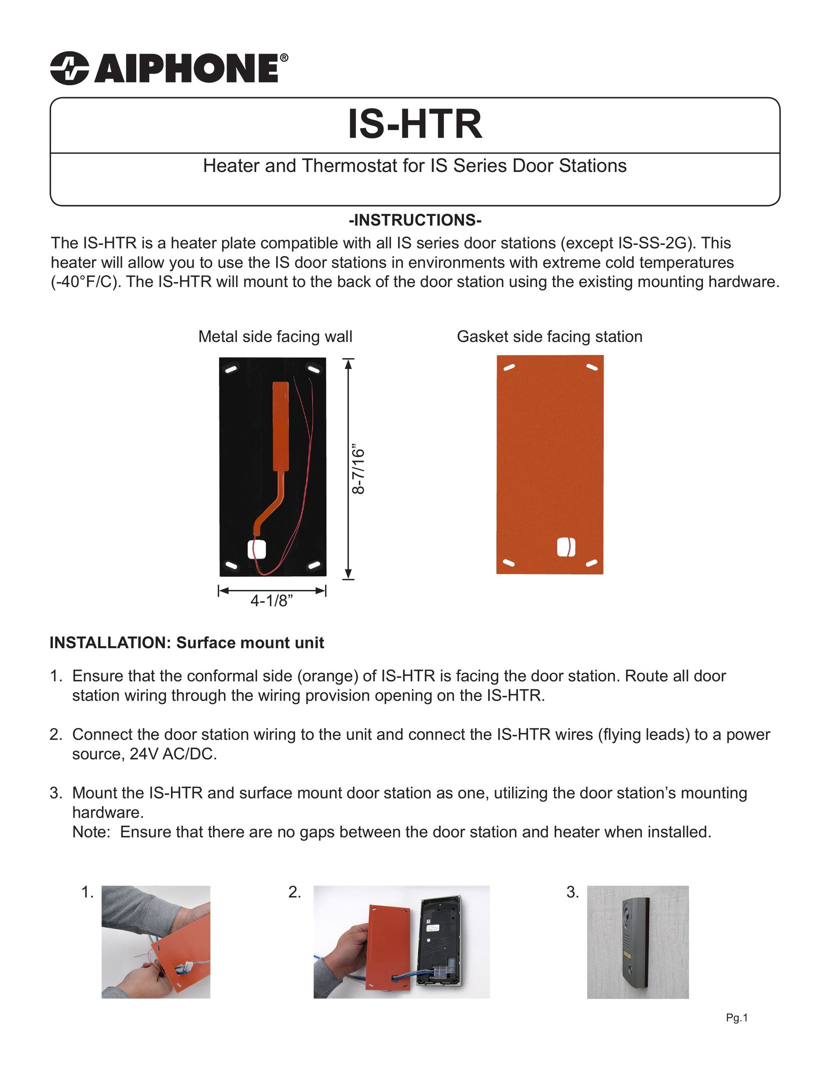Aiphone IS-HTR Water Heater User Manual