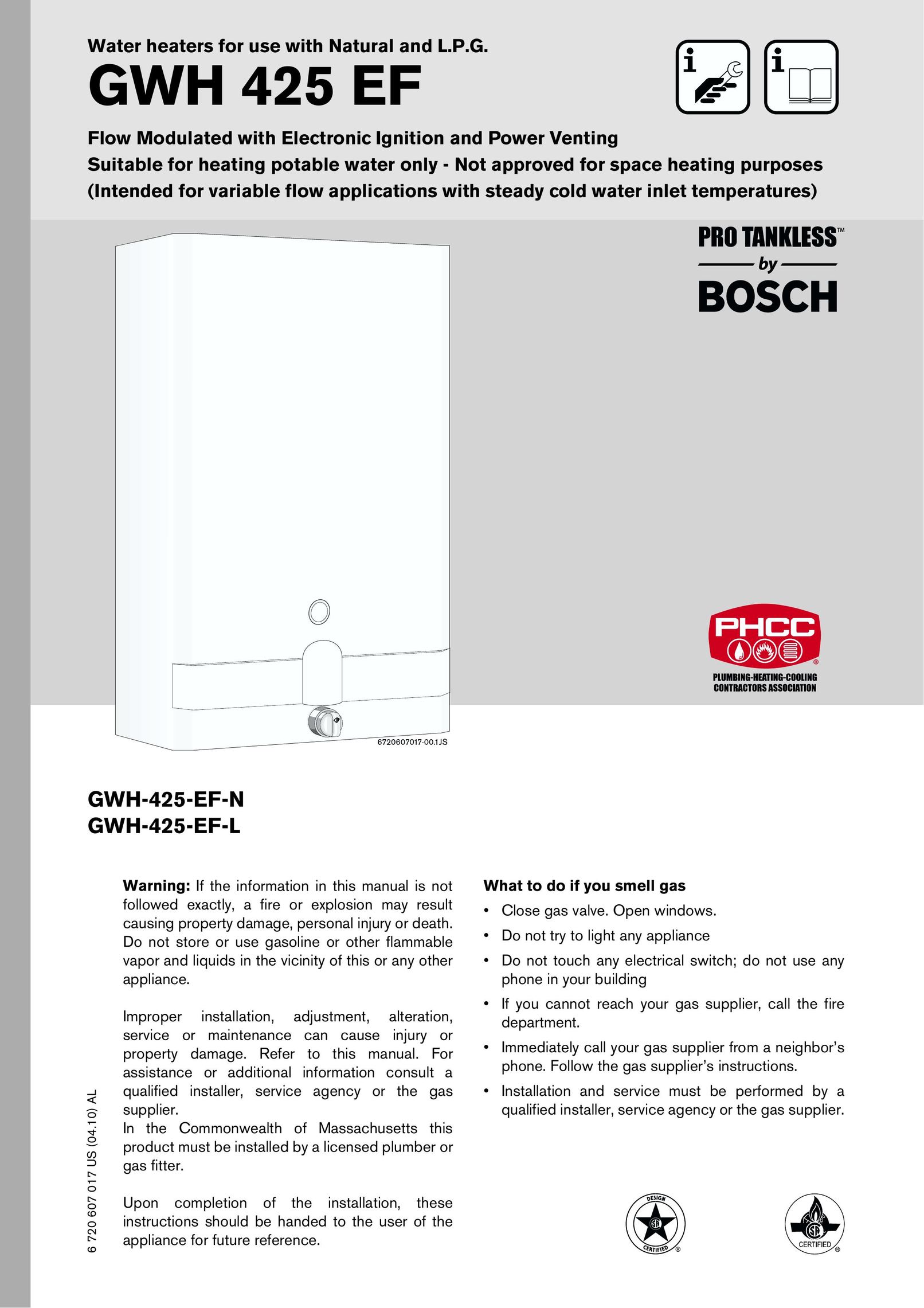American Dryer Corp. GWH 425 EF Water Heater User Manual