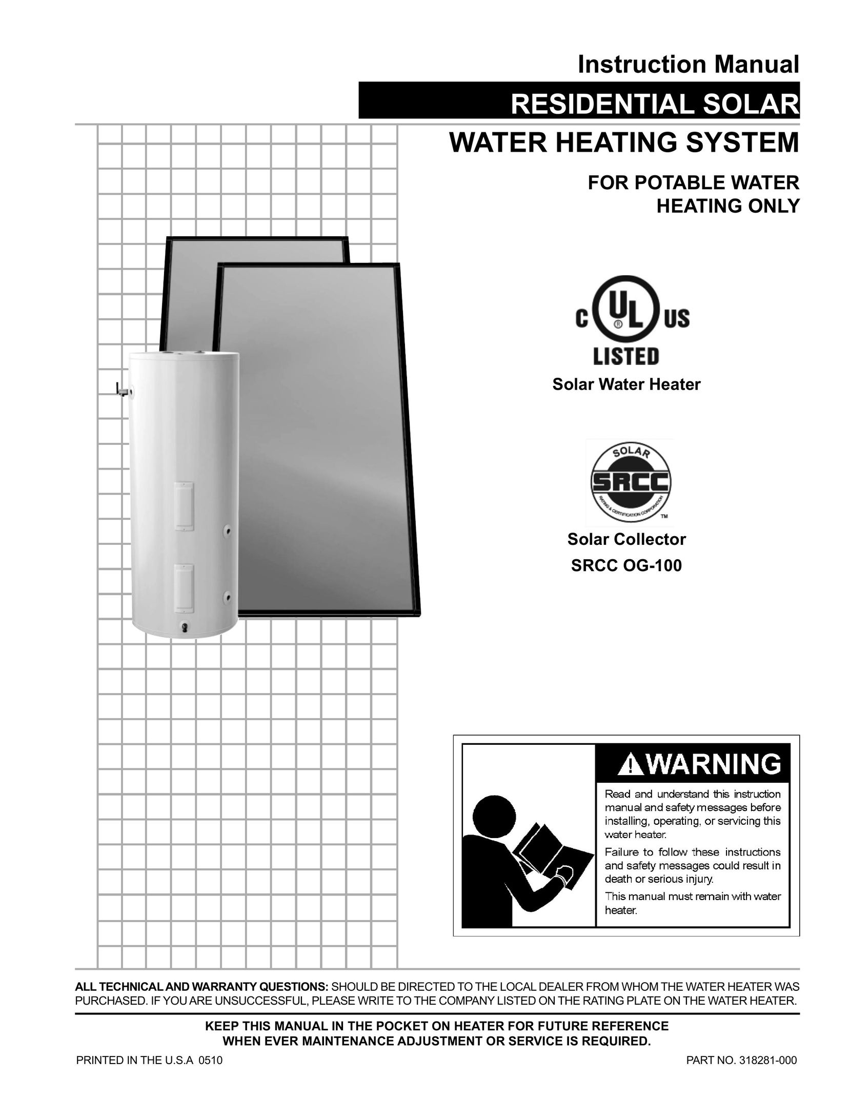 American Water Heater 318281-000 Water Heater User Manual
