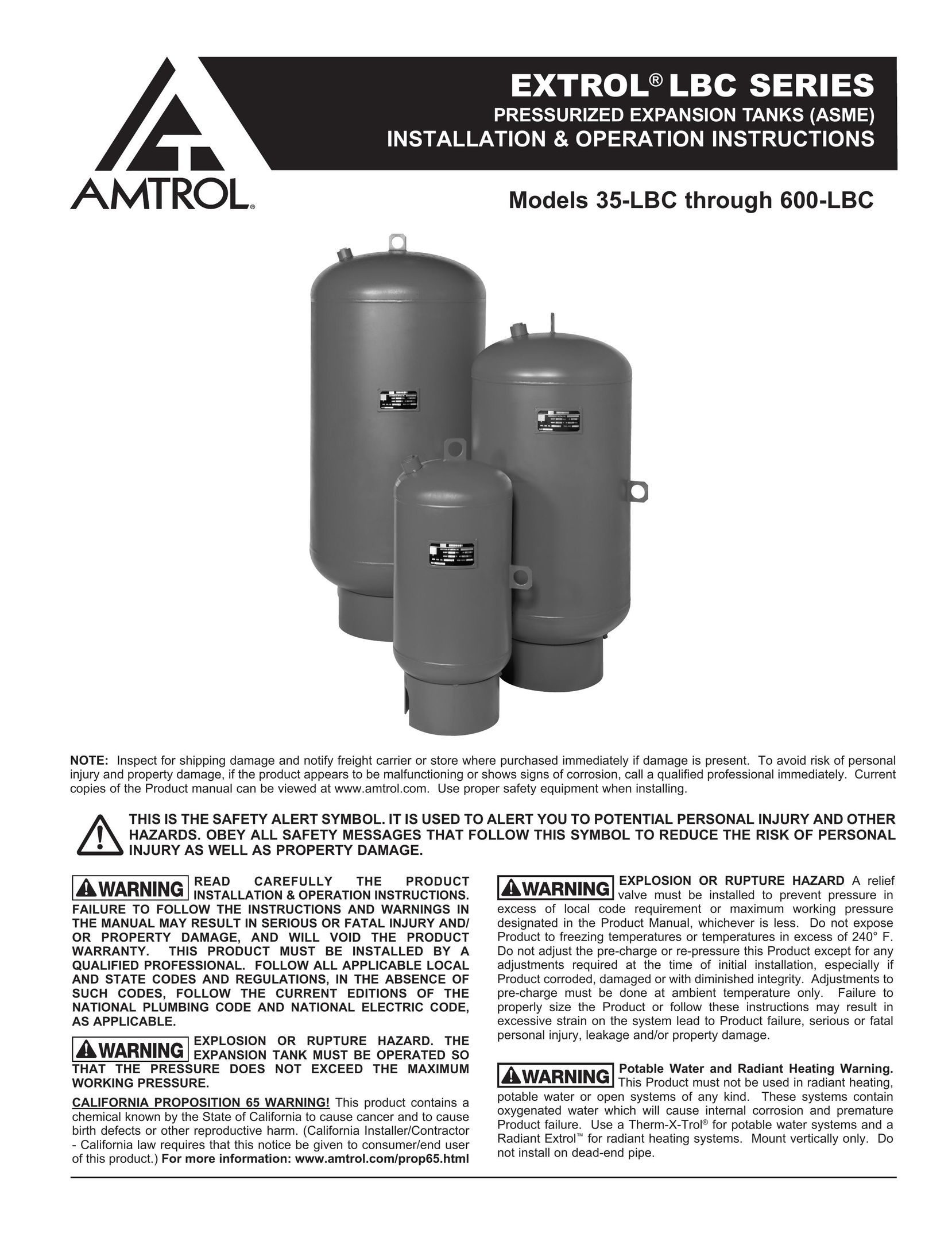 Amtrol 600-LBC Water Heater User Manual