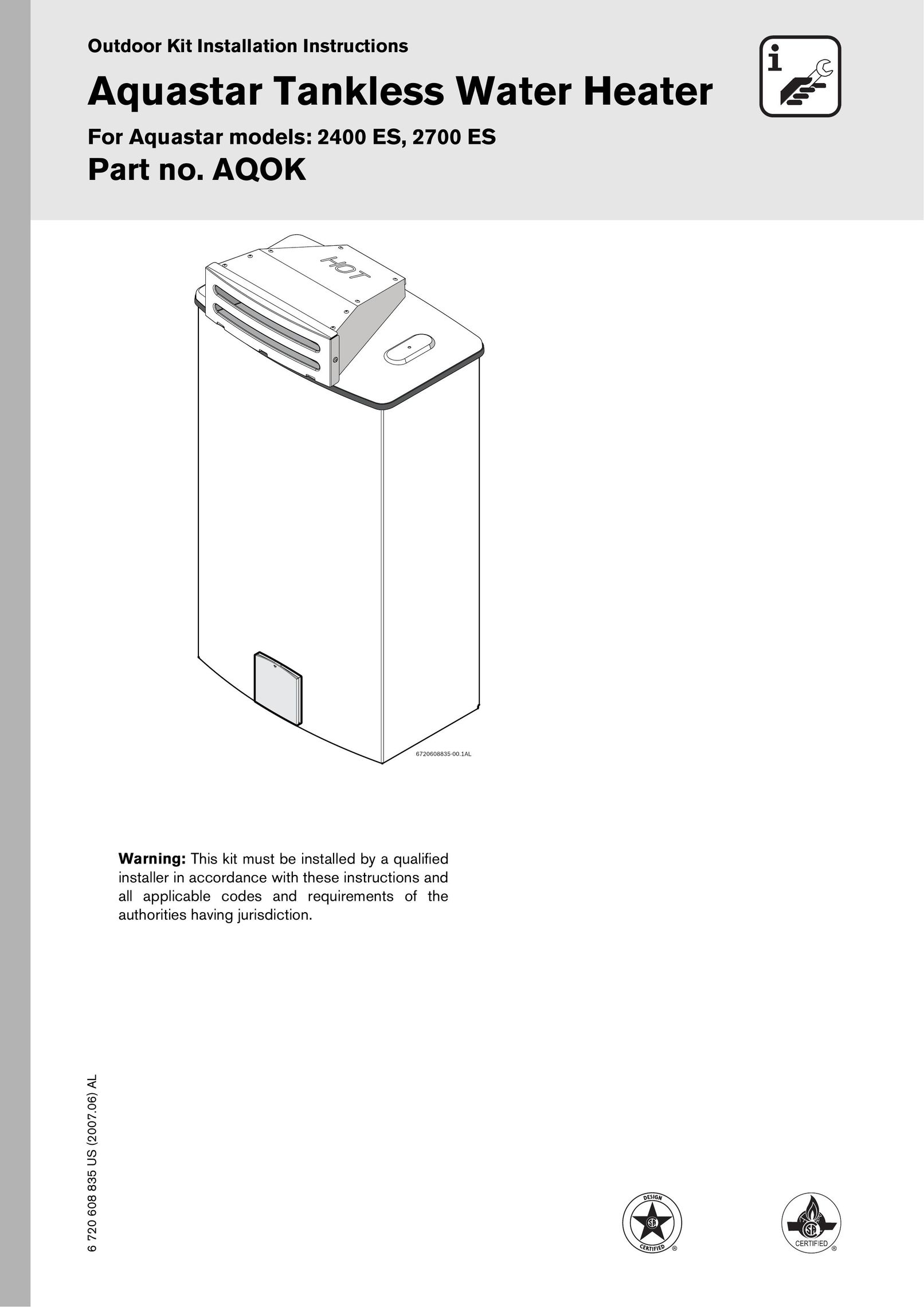 AquaStar 2700 ES Water Heater User Manual