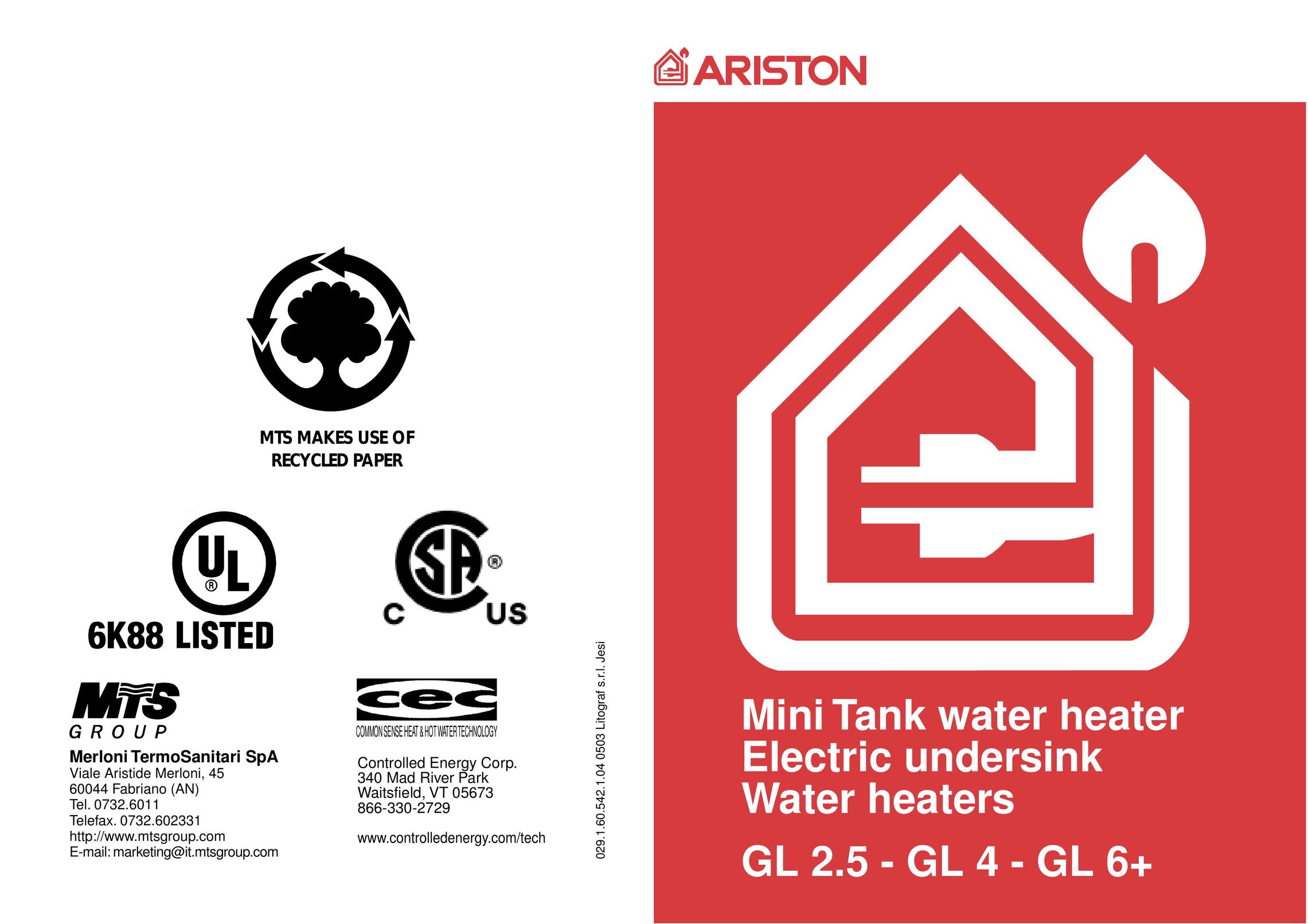 Ariston 4 Water Heater User Manual