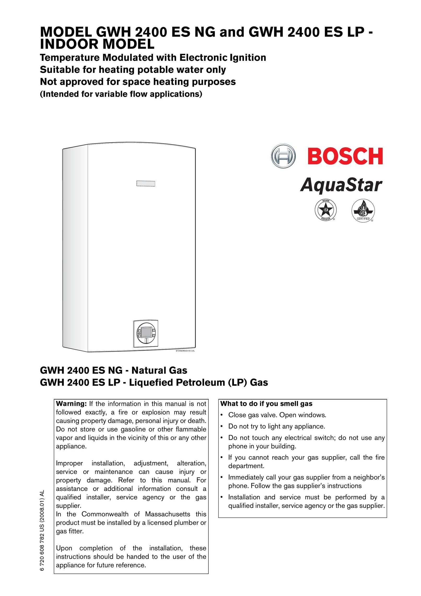 Bosch Appliances GWH 2400 ES LP Water Heater User Manual