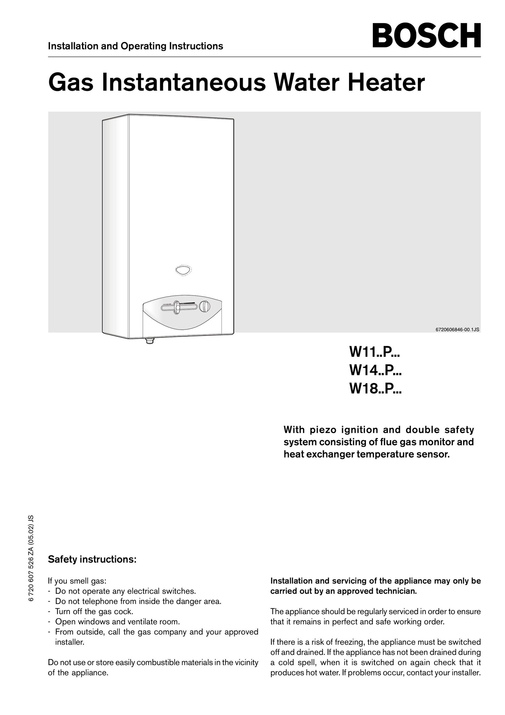 Bosch Appliances W11P Water Heater User Manual