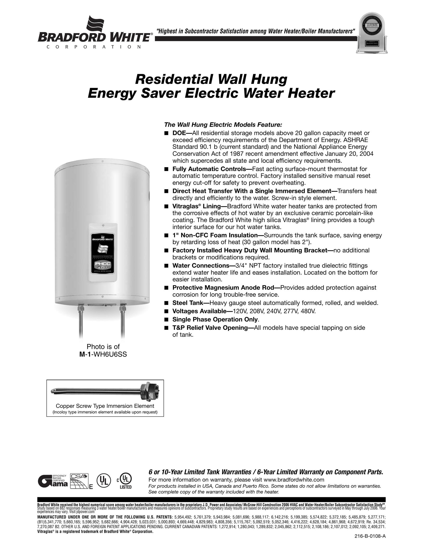 Bradford-White Corp 216-B Water Heater User Manual