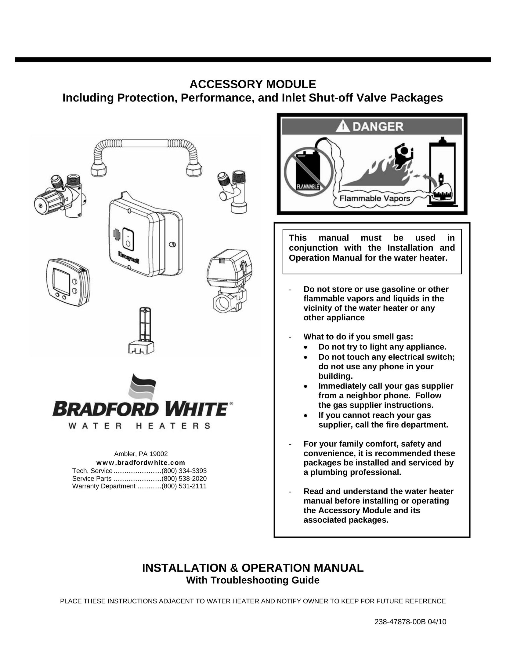 Bradford-White Corp 238-47878-00B 04/10 Water Heater User Manual