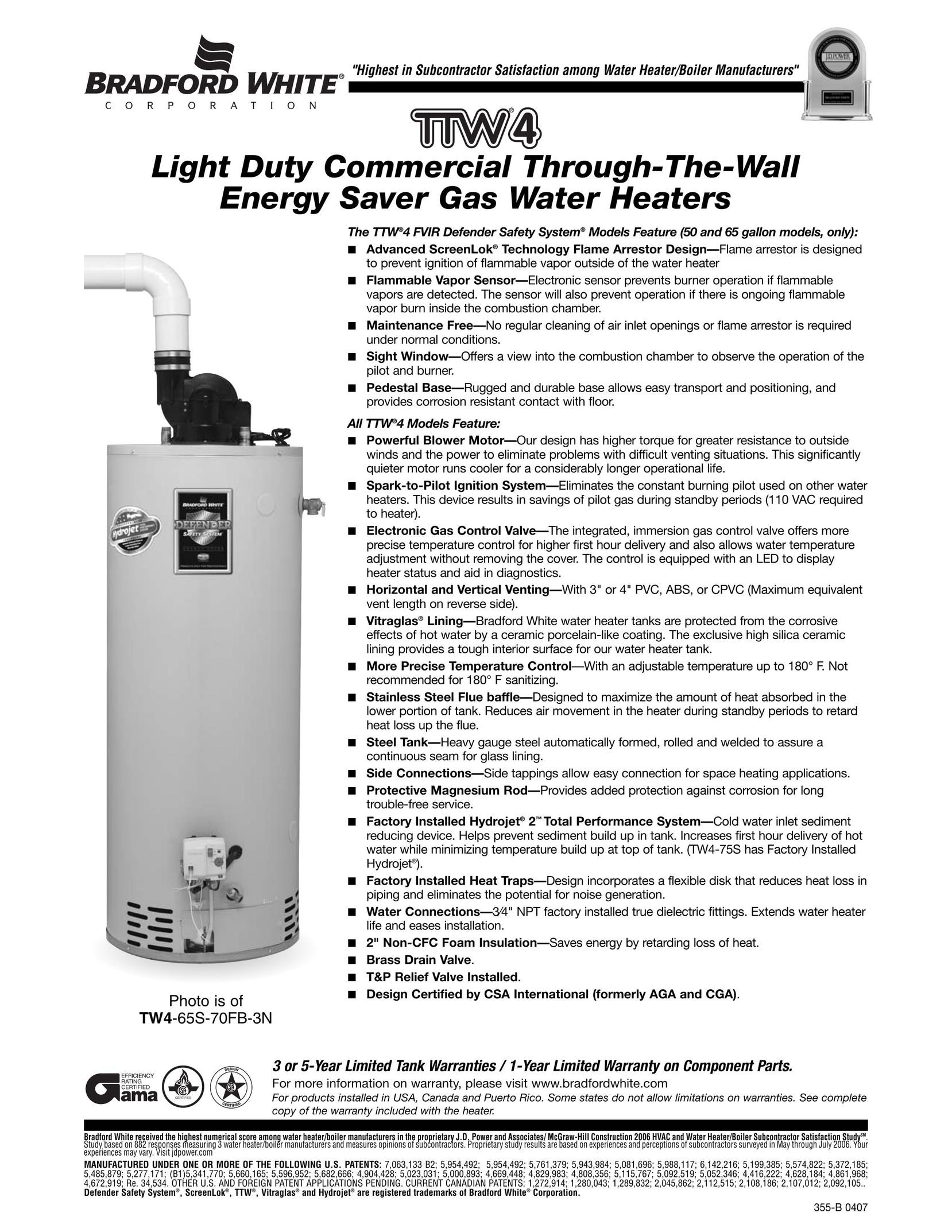 Bradford-White Corp 355-B Water Heater User Manual