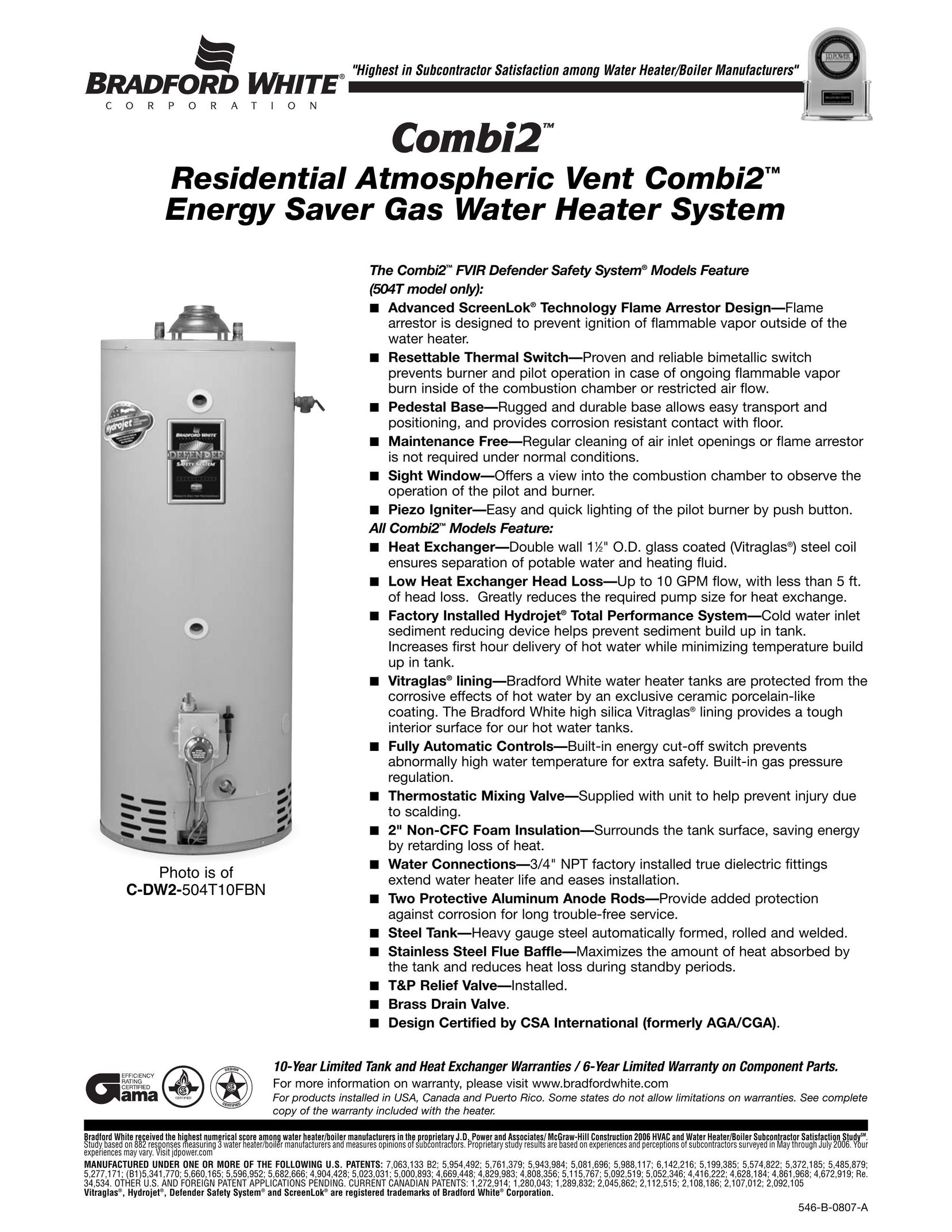 Bradford-White Corp 546-B Water Heater User Manual