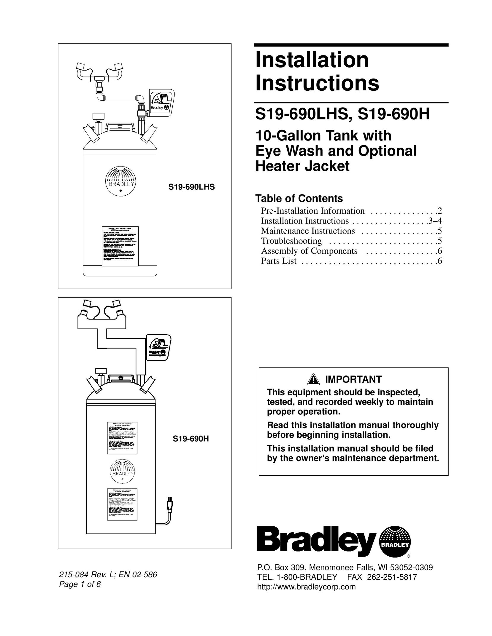 Bradley Smoker S19-690H Water Heater User Manual