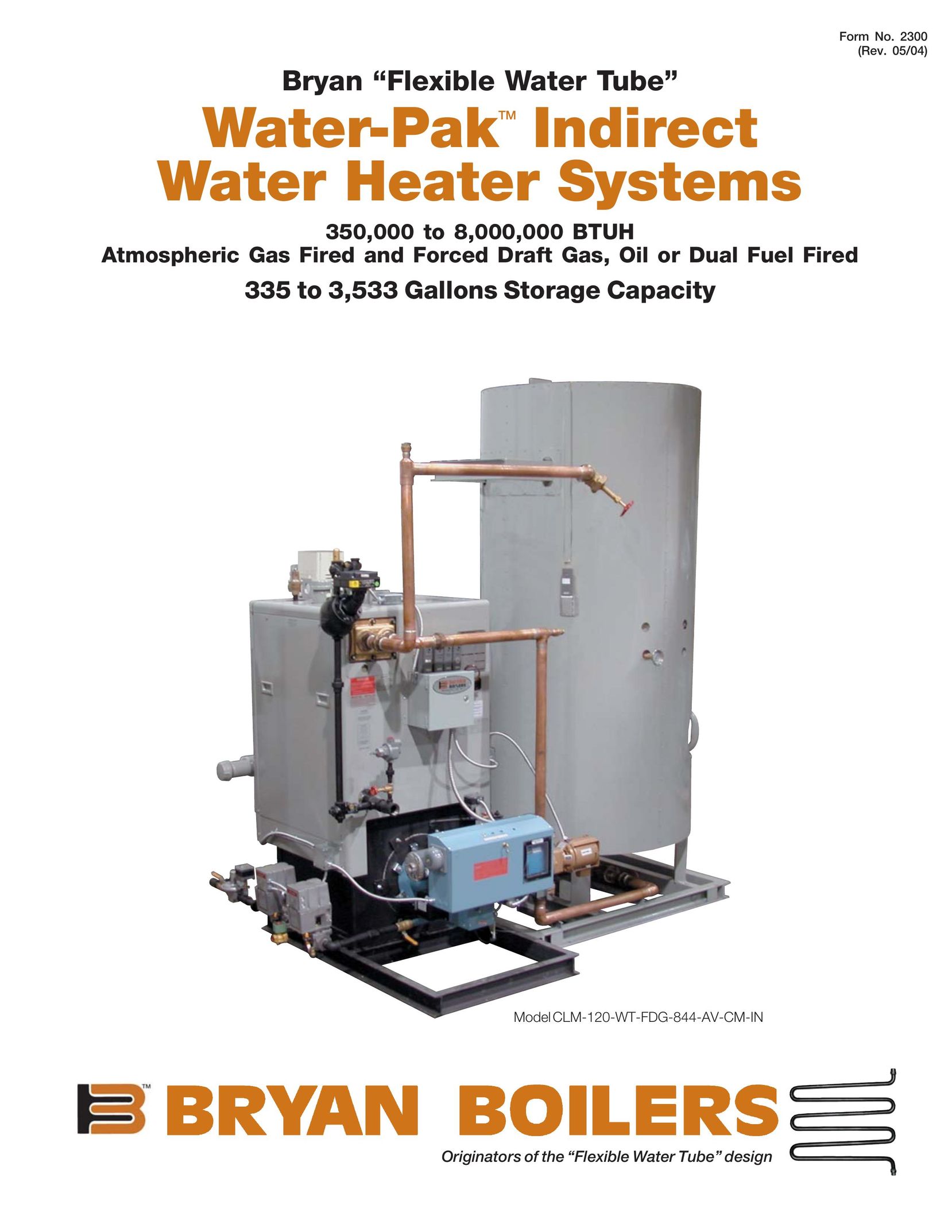 Bryan Boilers CLM-120-WT-FDG-844-AV-CM-IN Water Heater User Manual