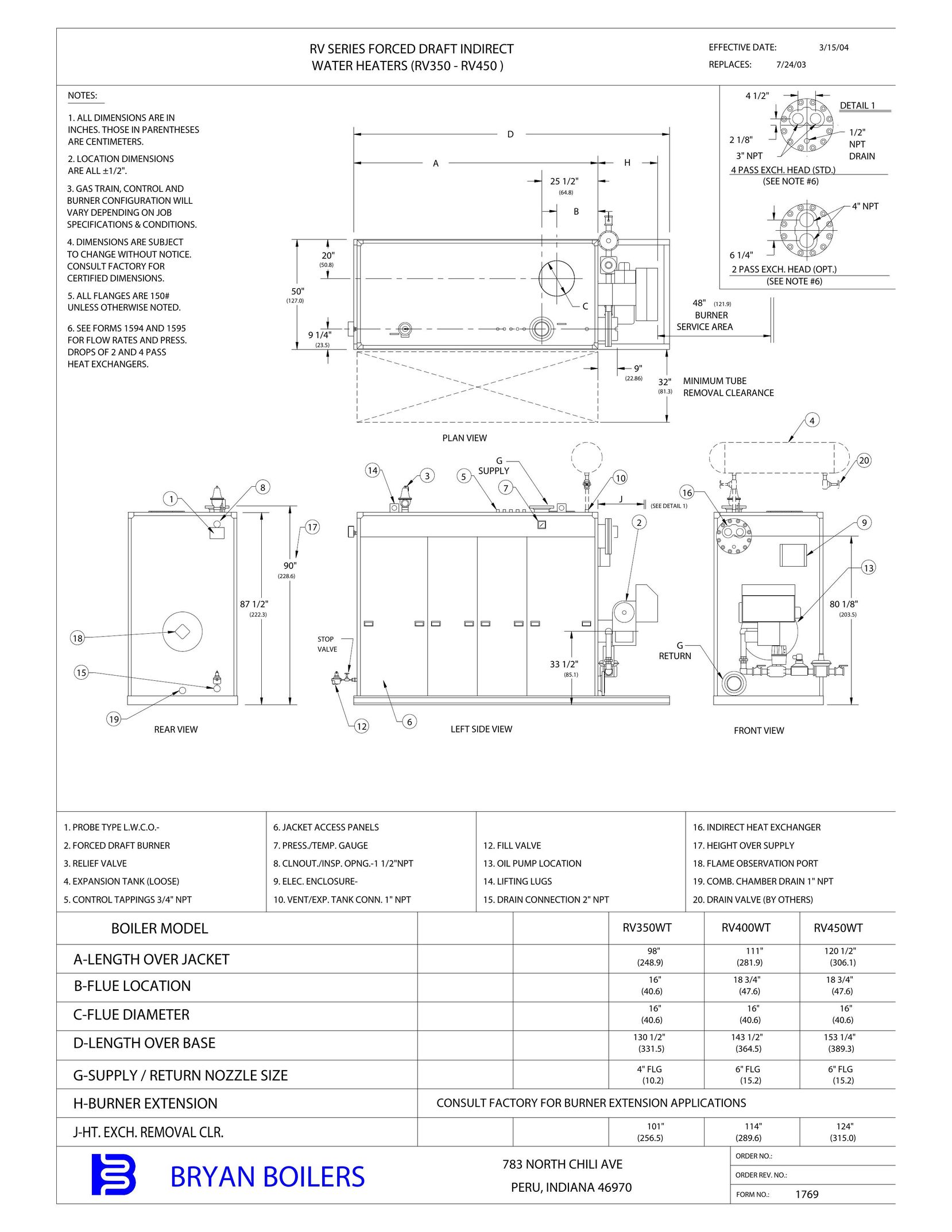 Bryan Boilers RV350 Water Heater User Manual
