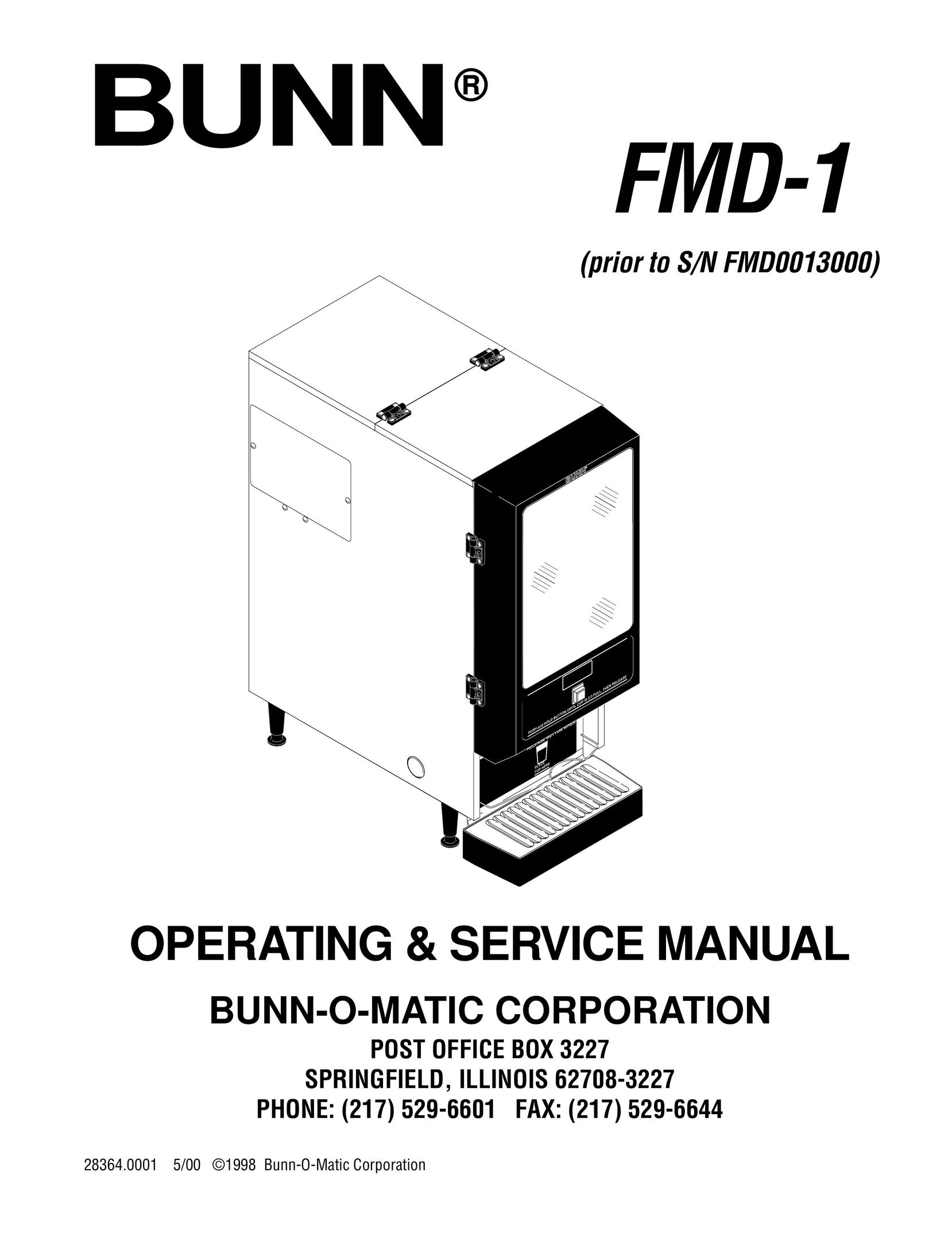 Bunn FMD-1 Water Heater User Manual