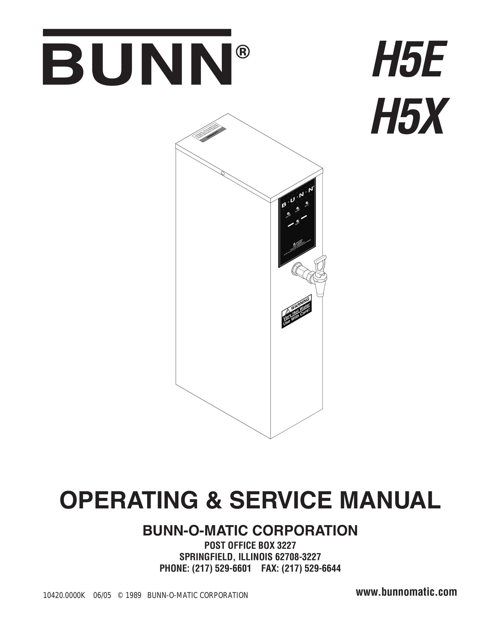 Bunn H5E Water Heater User Manual