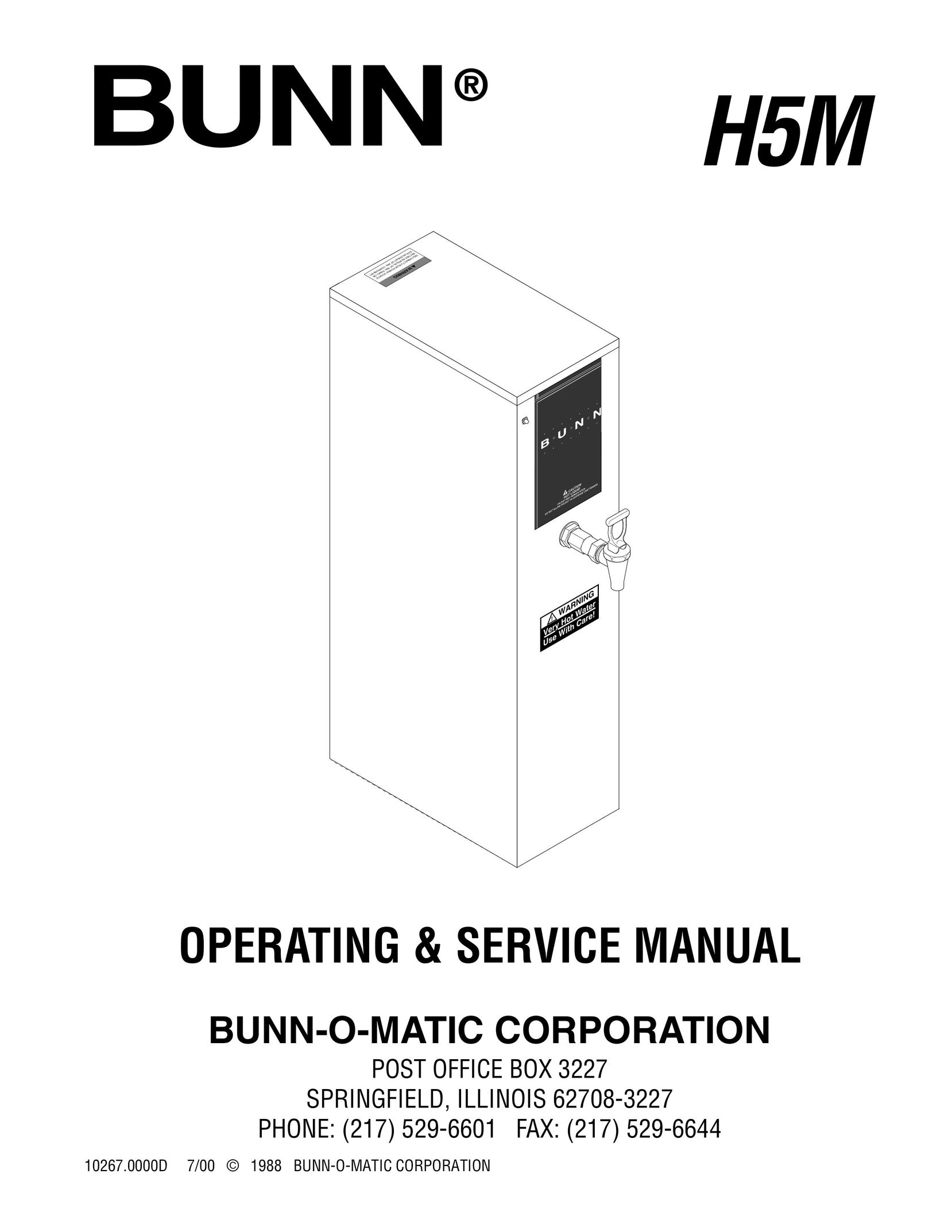 Bunn H5M Water Heater User Manual