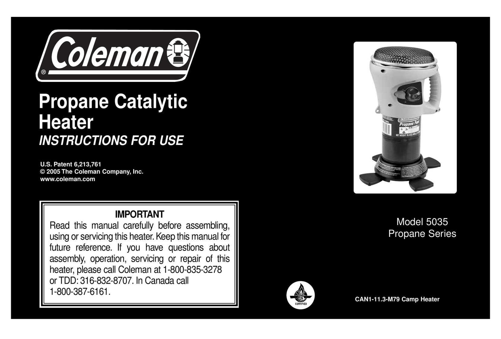 Coleman Model 5035 Water Heater User Manual