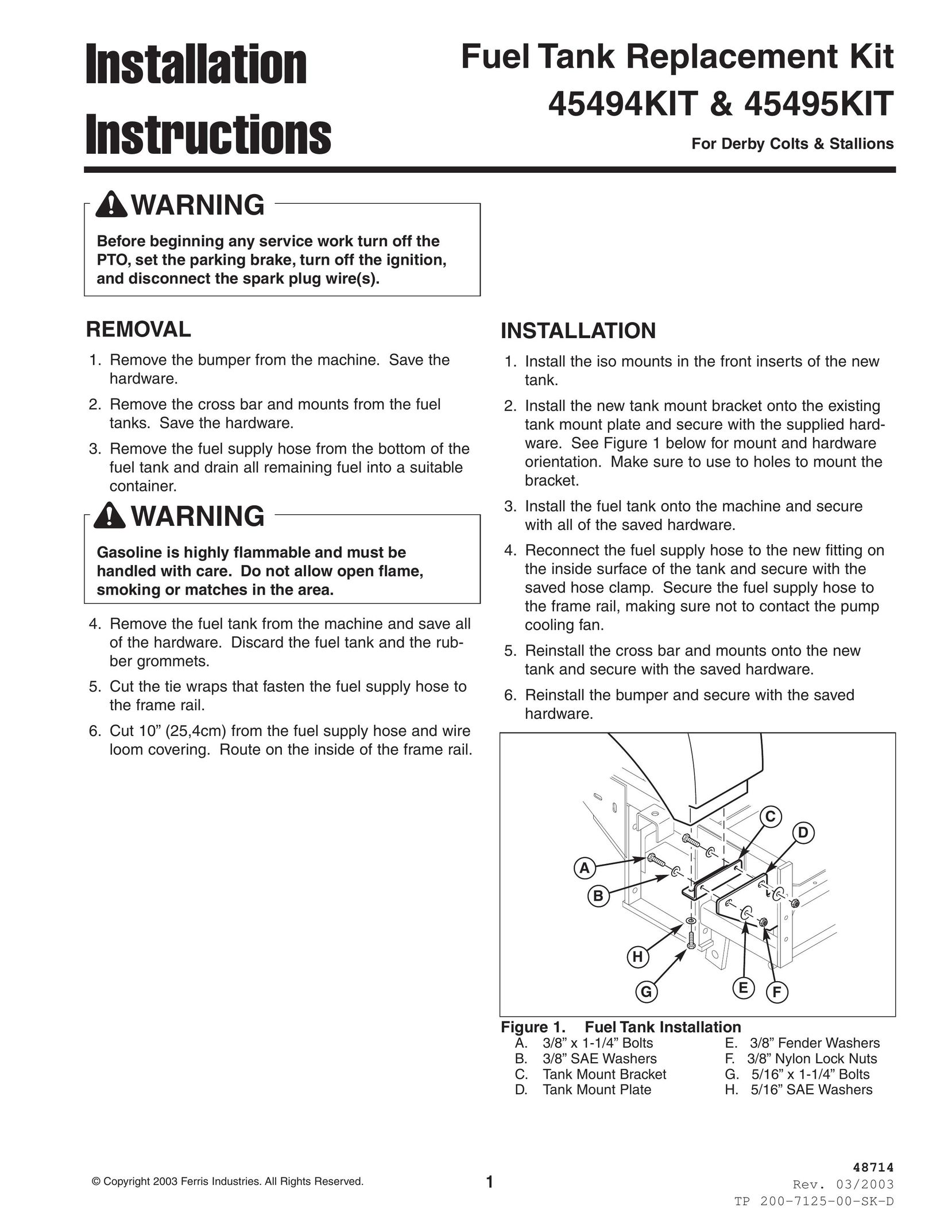 Ferris Industries 45495KIT Water Heater User Manual