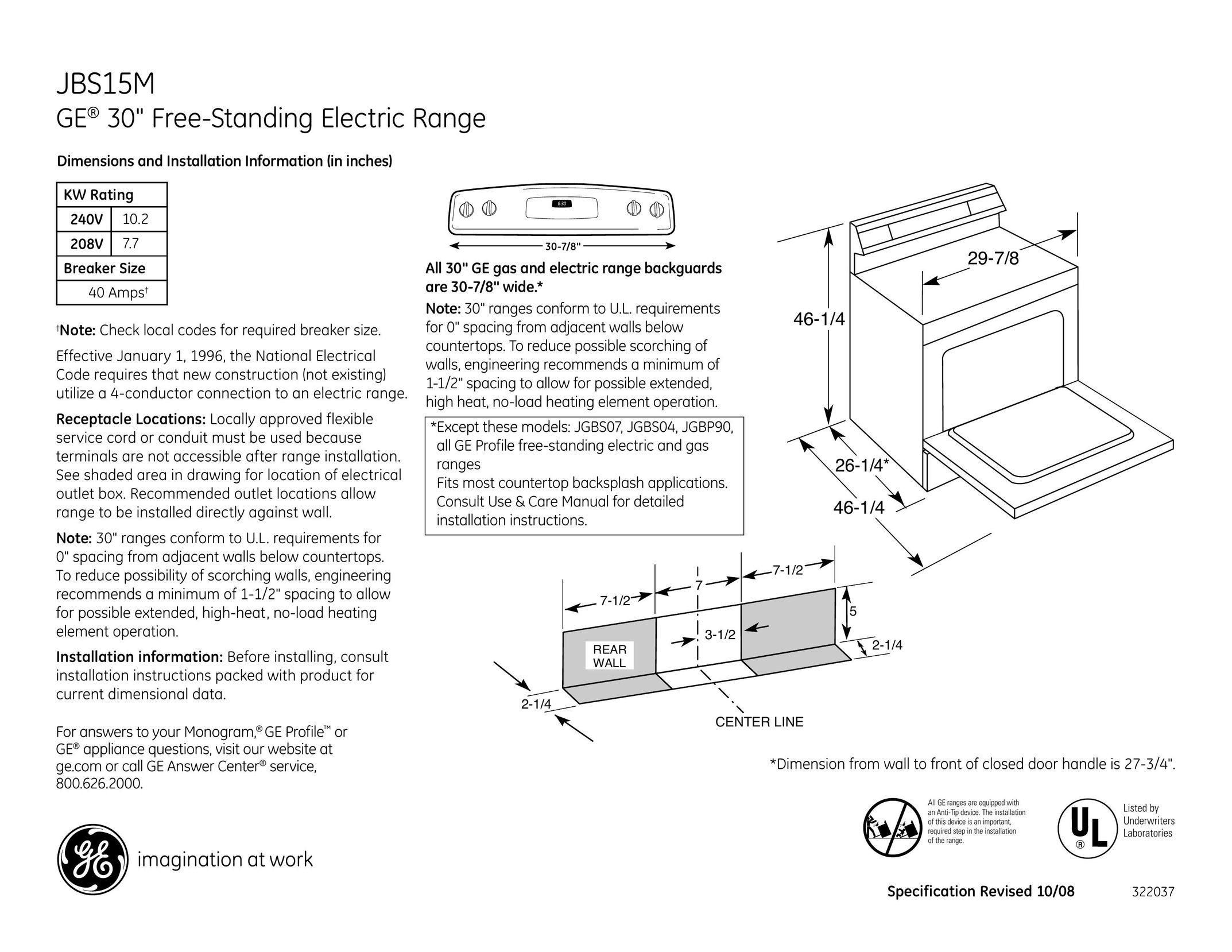 GE JBS15M Water Heater User Manual