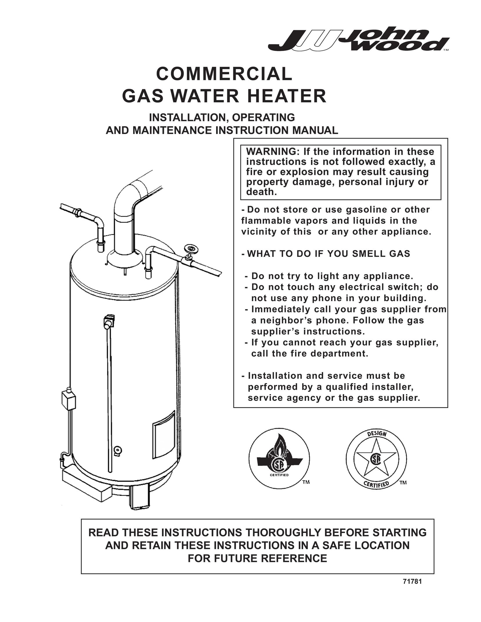 GSW G65 Water Heater User Manual