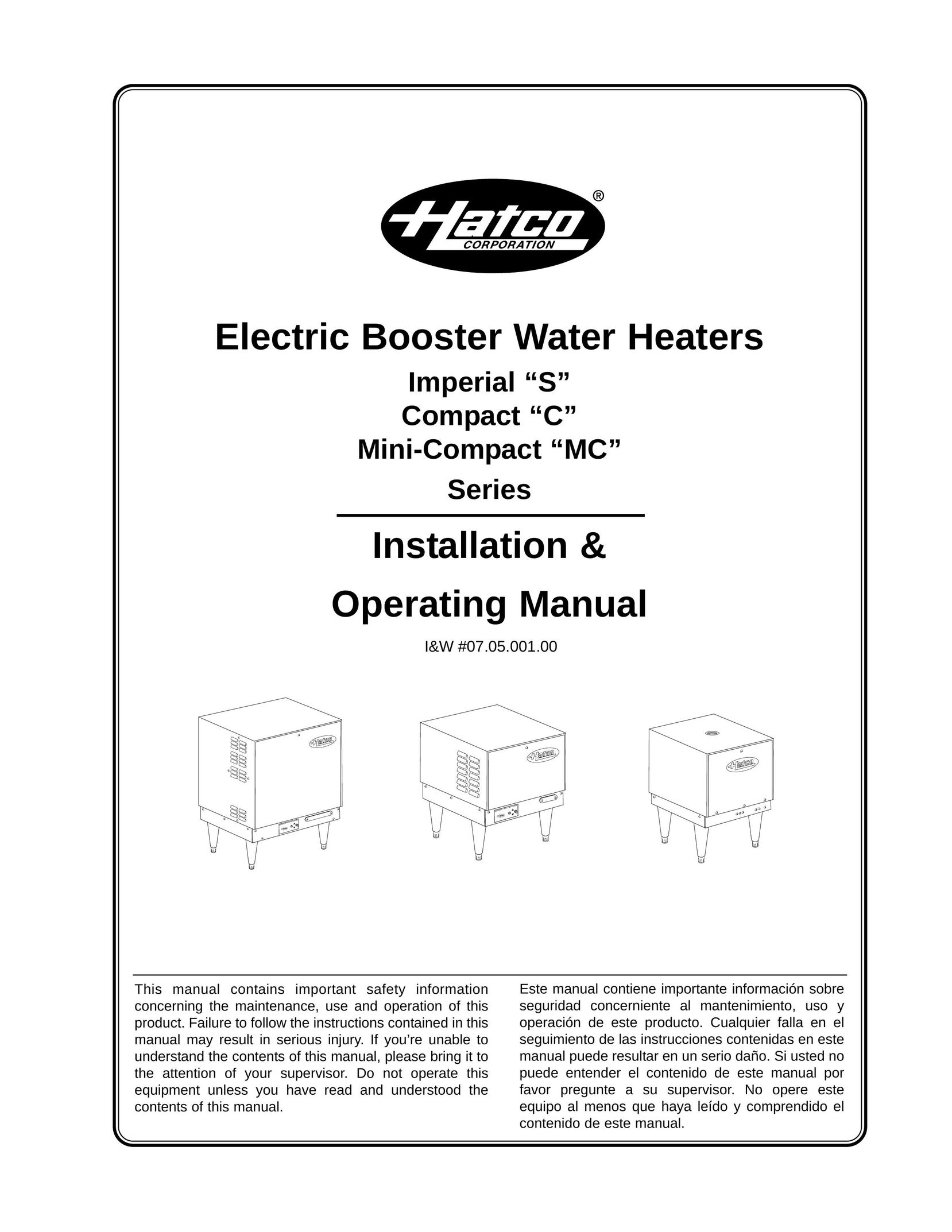 Hatco IMPERIAL "S" Water Heater User Manual