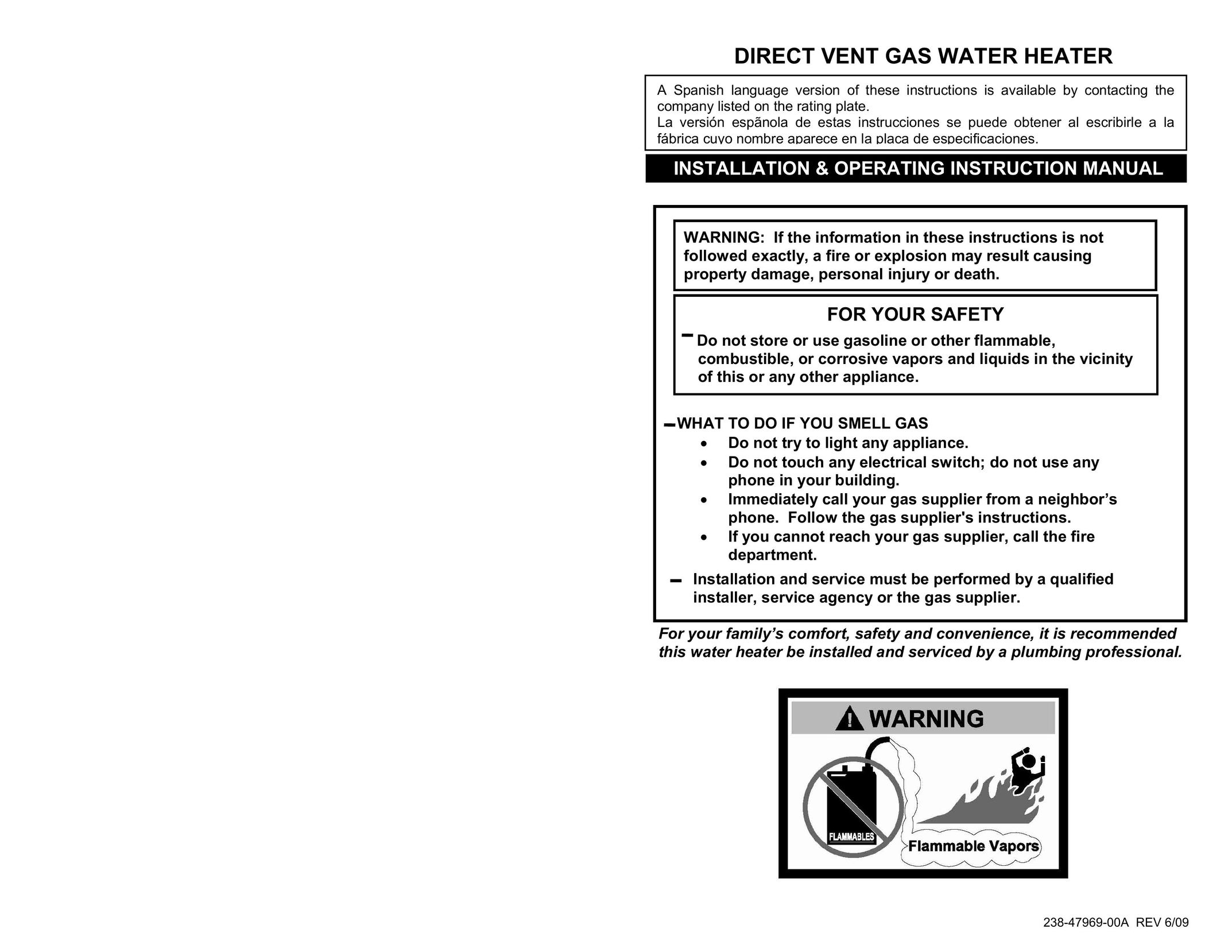 Honeywell 238-47969-00A Water Heater User Manual